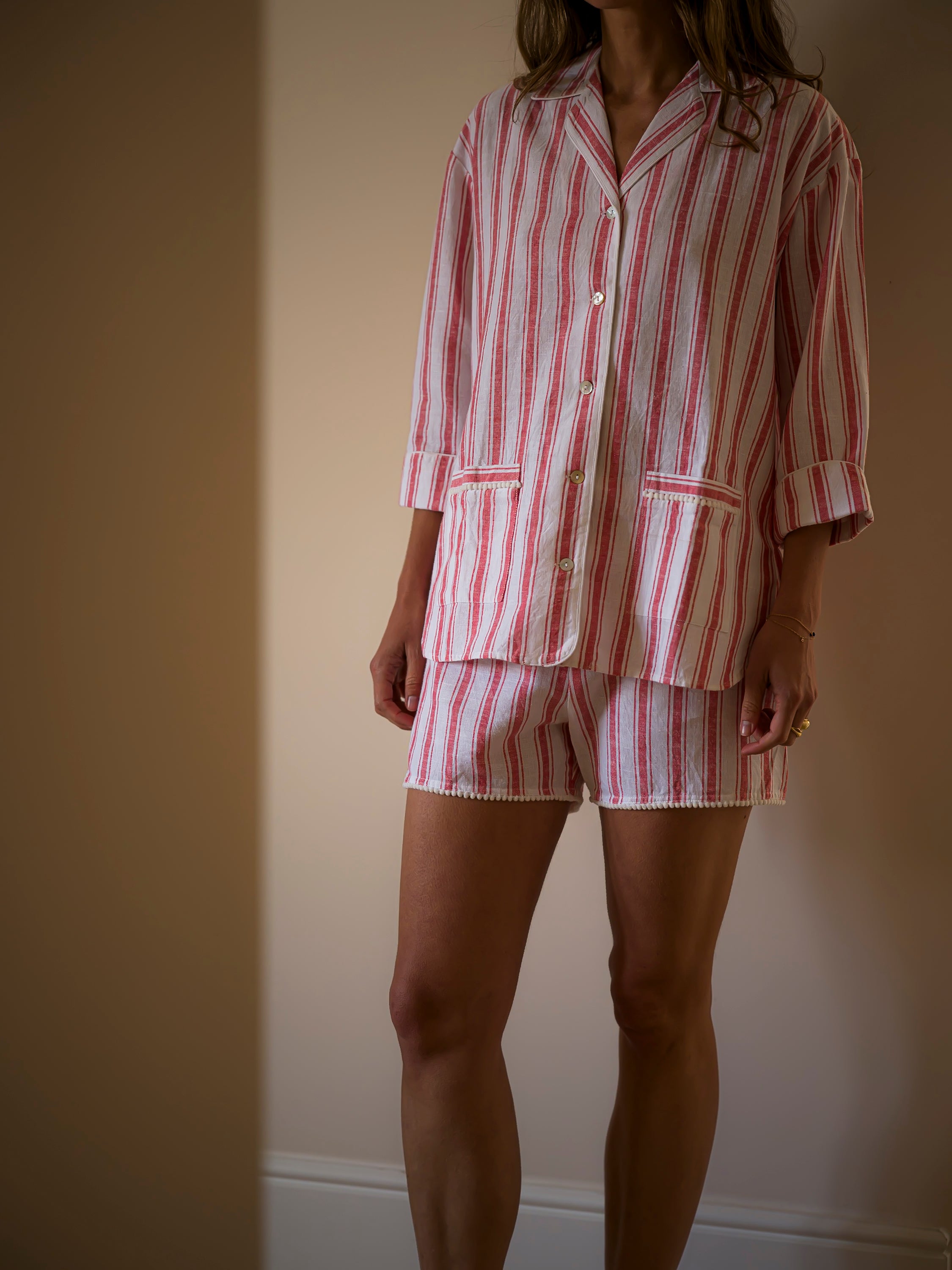 Red Striped Short Pyjama Set