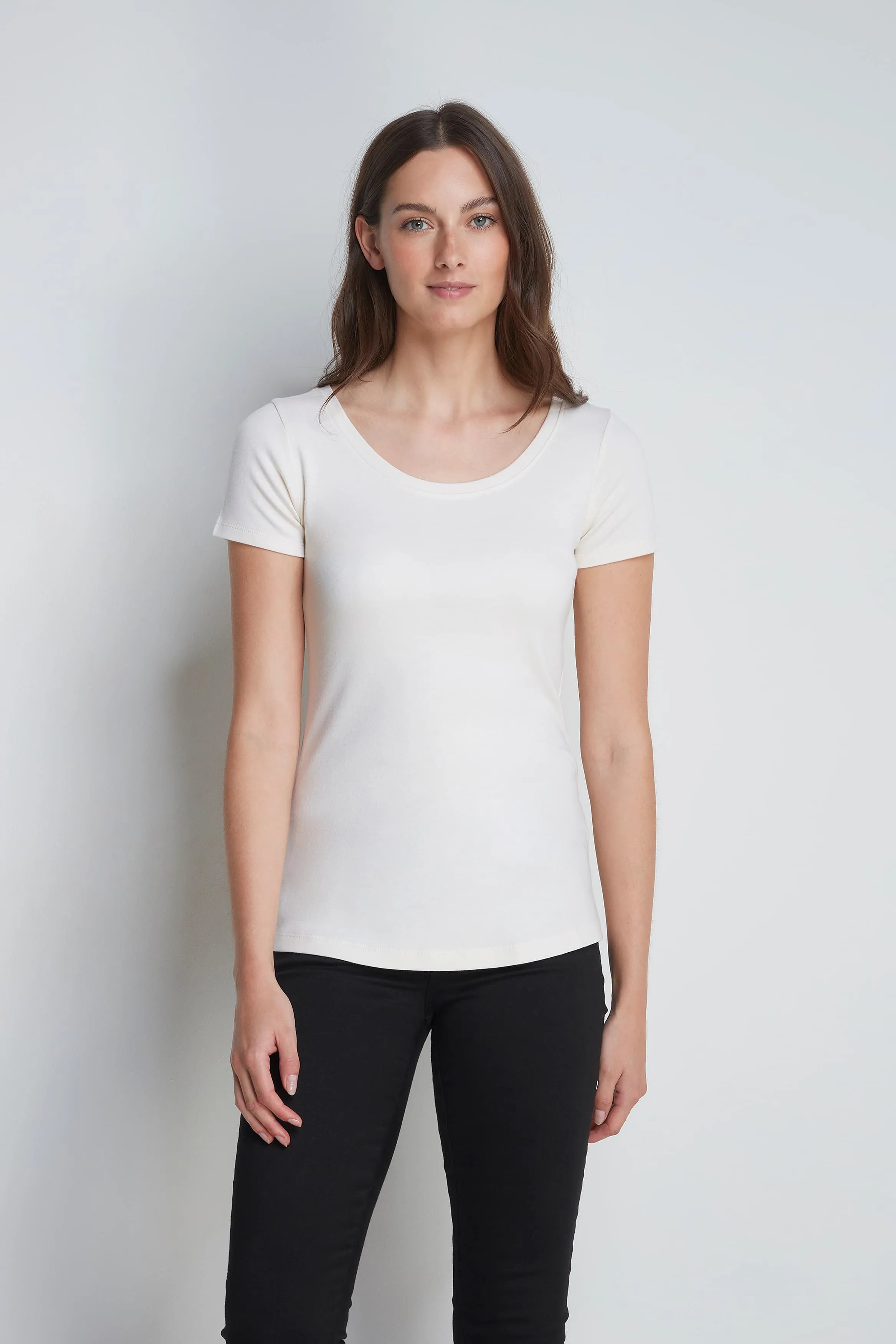 Scoop Neck Cotton Modal Blend T-Shirt