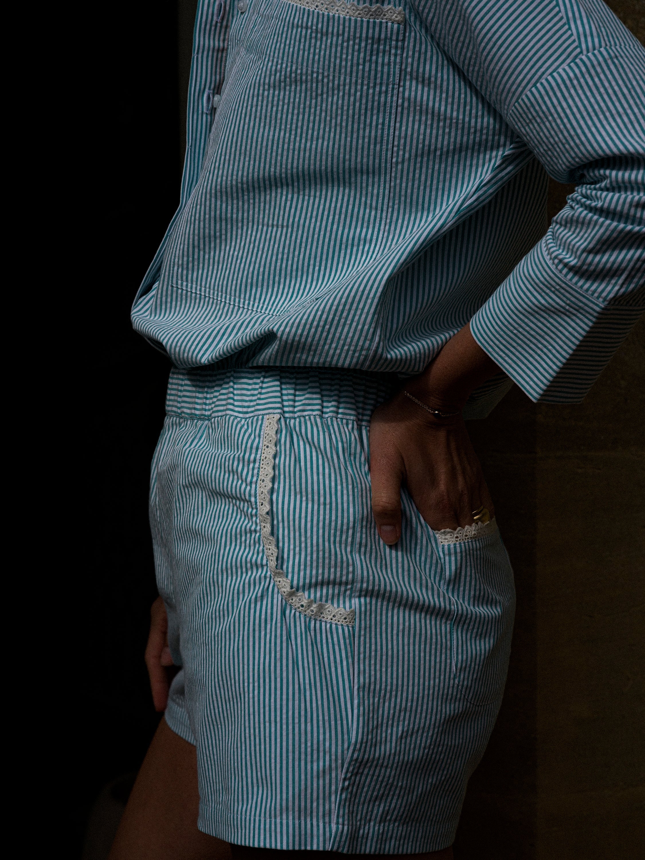 The Green Stripe Seersucker Resort Shorts