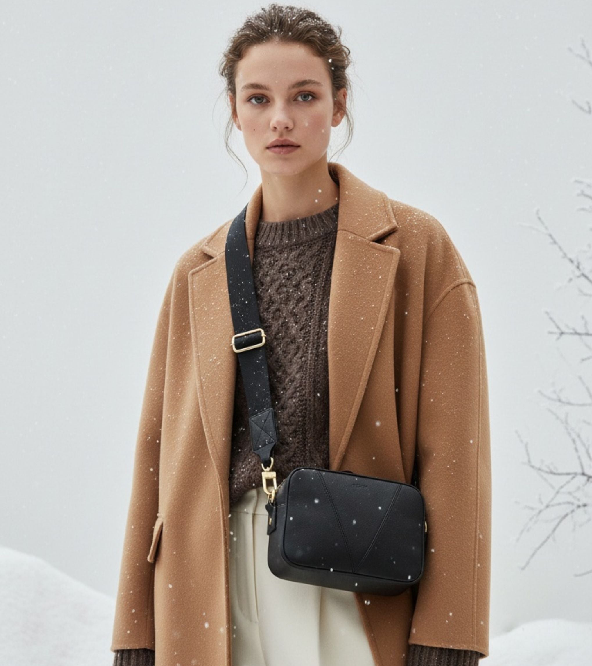 Silvie Vegan Bio-Based Bamboo Dual-Look Bamboo Crossbody Bag in Black