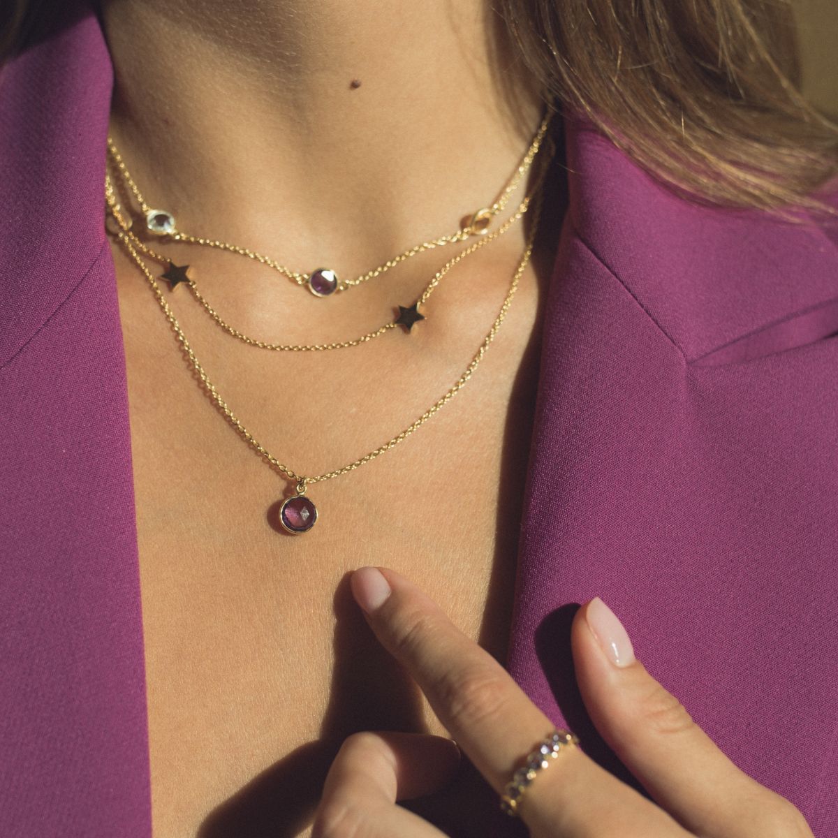 Salina Amethyst and Gold Vermeil Disc Necklace