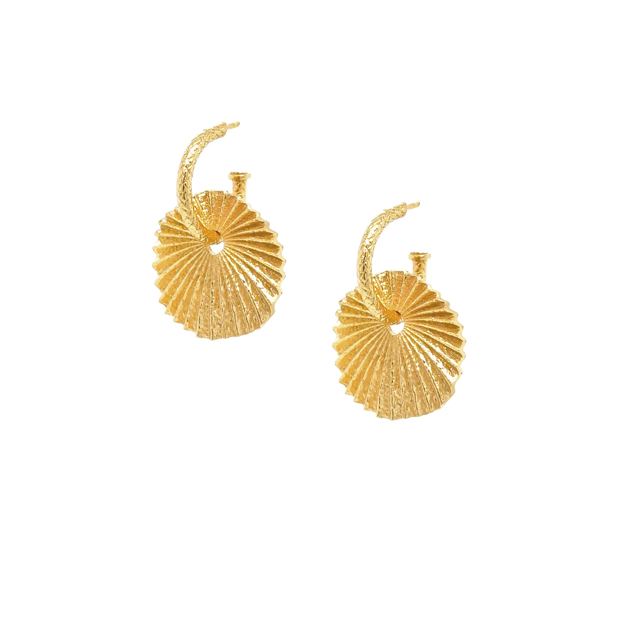 Sun Disc Hoop Earrings
