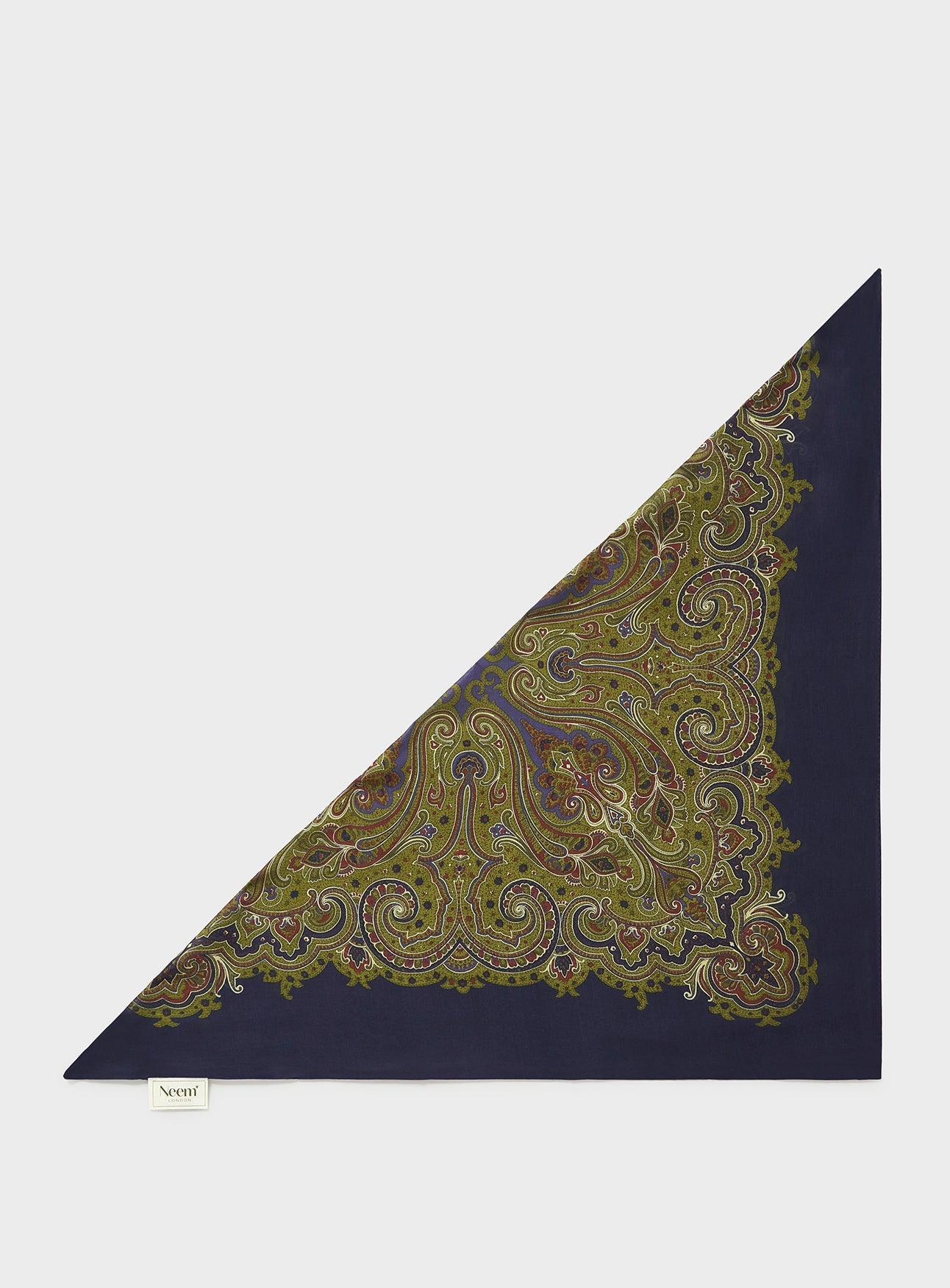 Italian Tencel Navy Paisley Neck Scarf