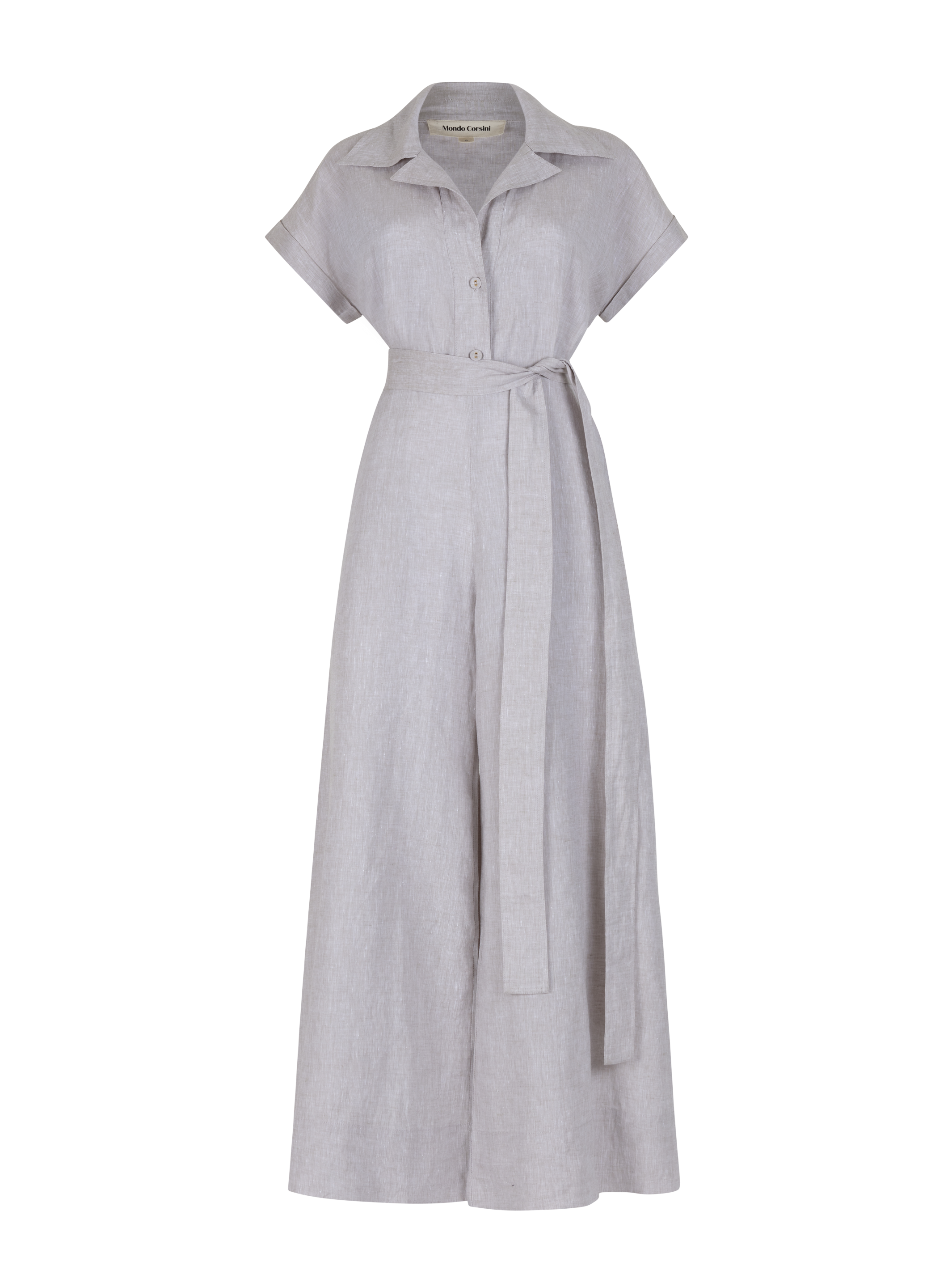 TERESA - Stone Linen Chambray Jumpsuit