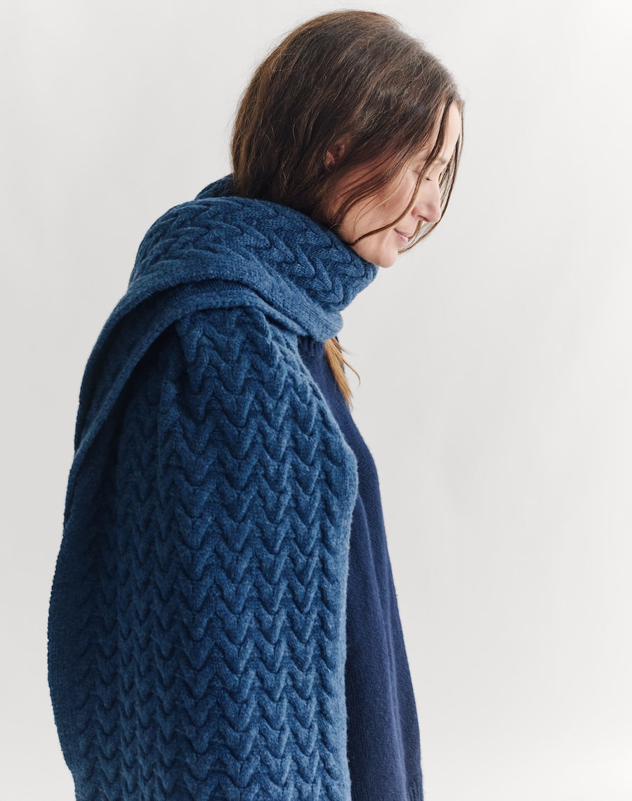The Border Cable Scarf - Atlantic Blue