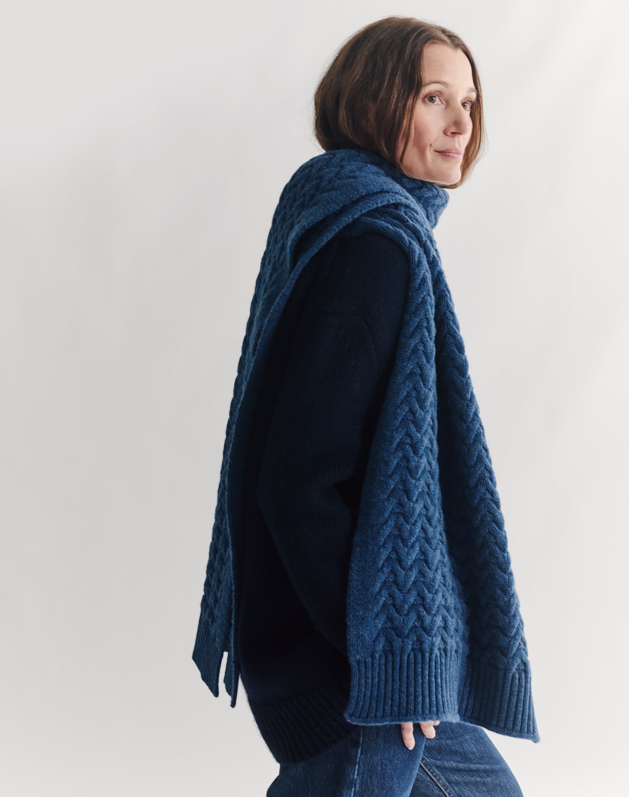 The Border Cable Scarf - Atlantic Blue