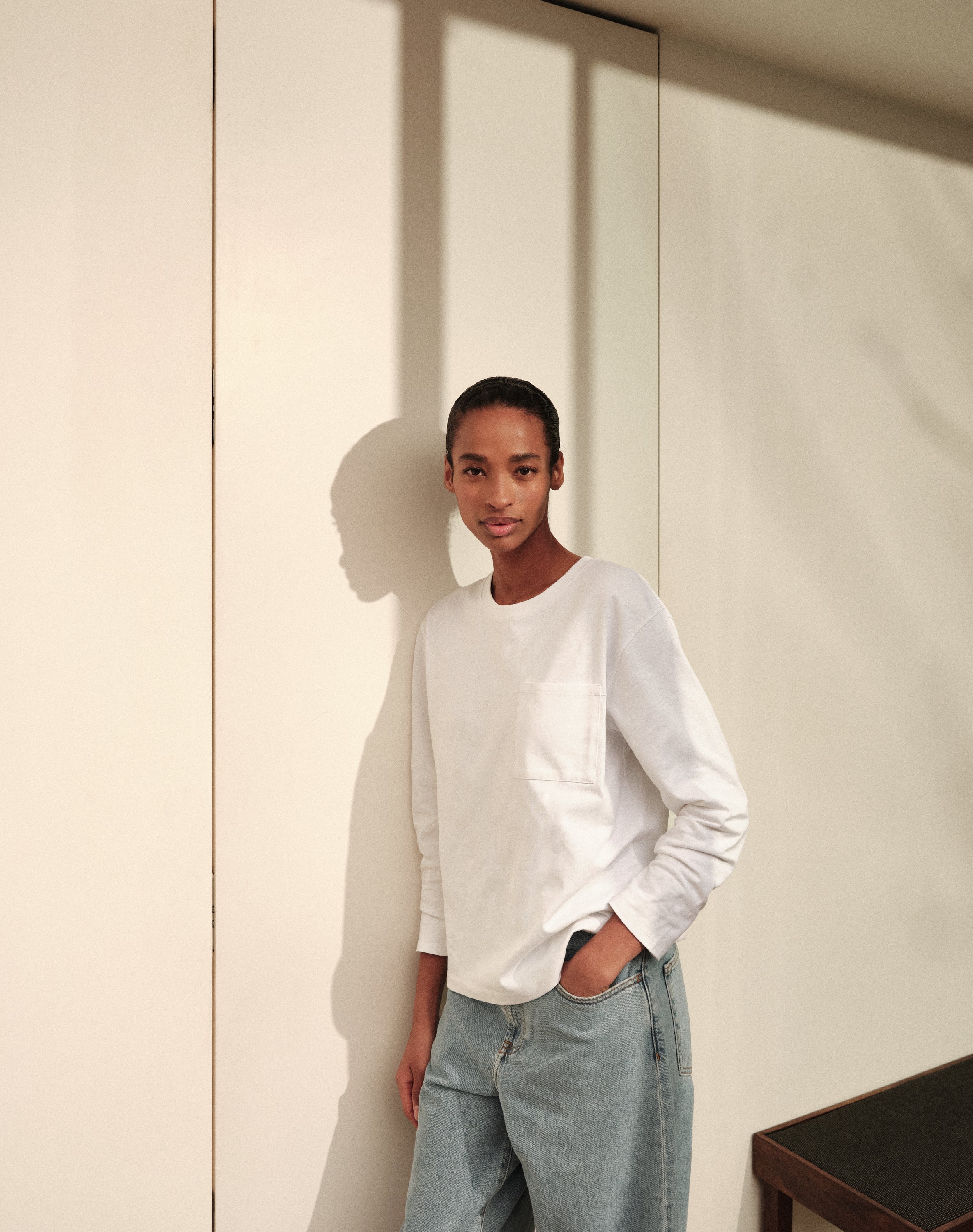 The Structured Slub / The Long Sleeve - White