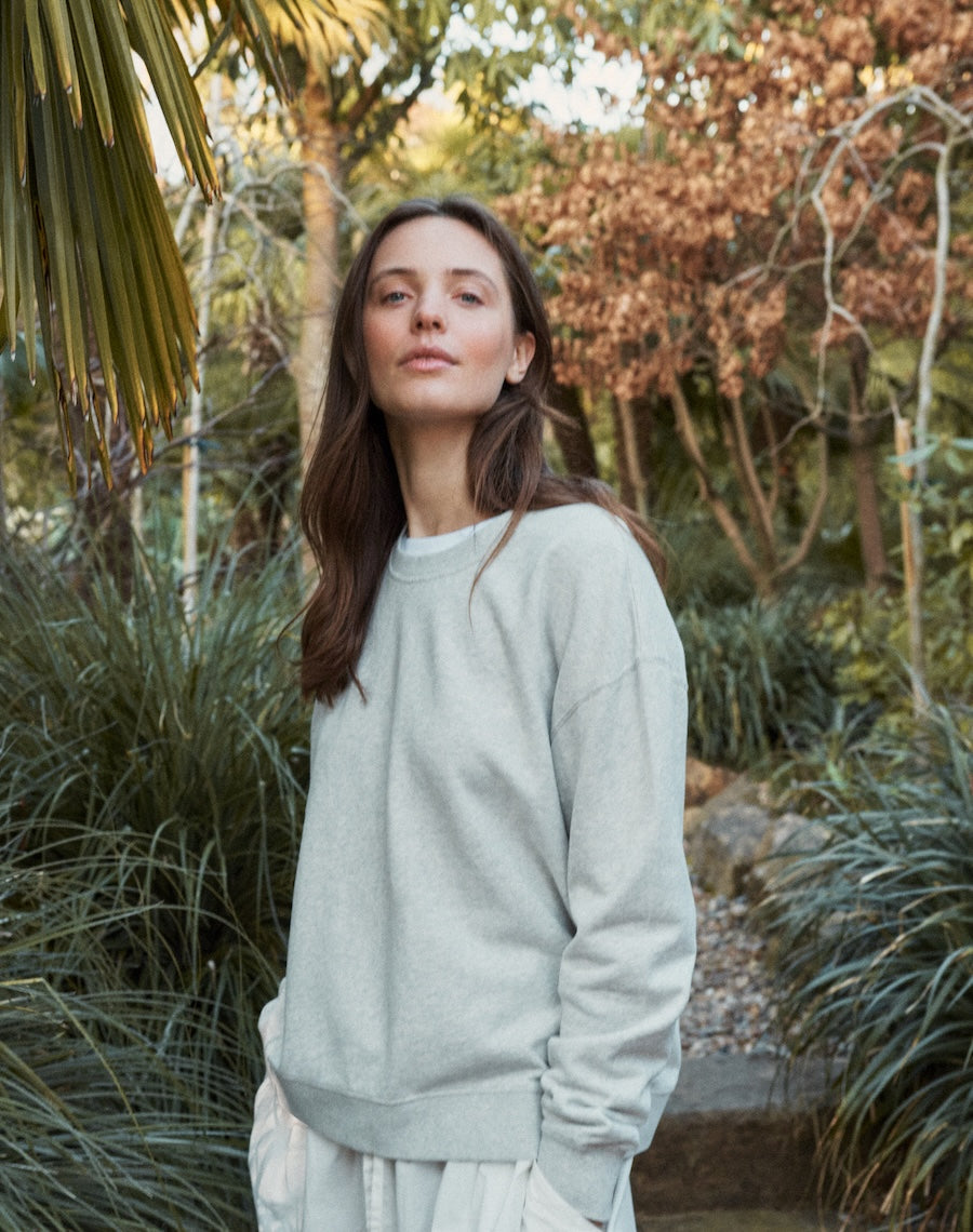 The LOOPBACK Crew Sweat - Stone Grey