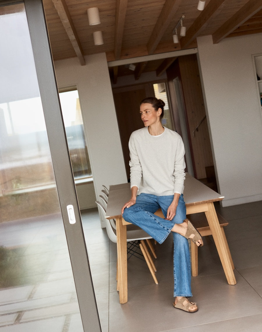 The LOOPBACK Crew Sweat - Stone Grey