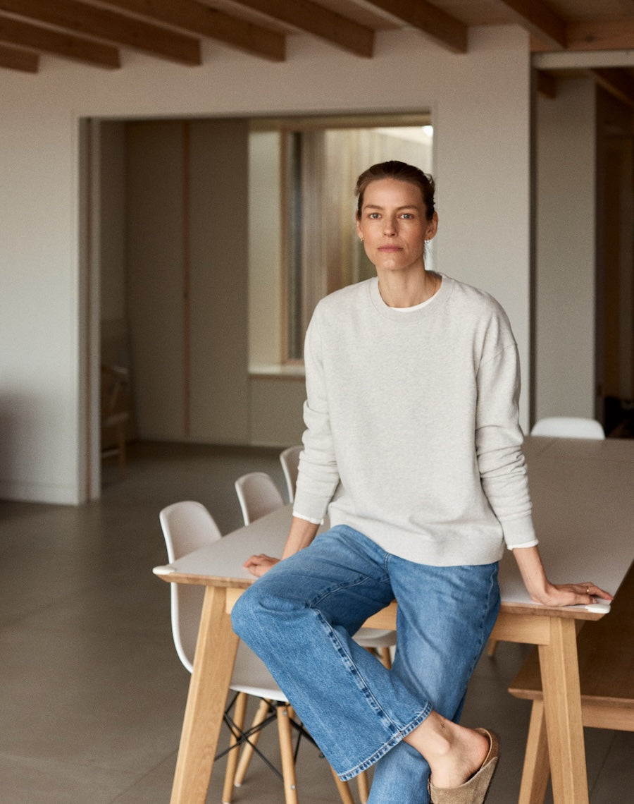 The LOOPBACK Crew Sweat - Stone Grey