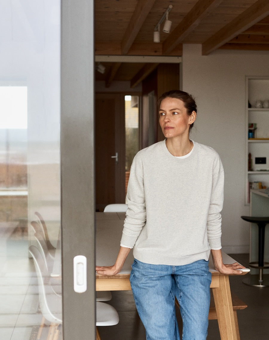 The LOOPBACK Crew Sweat - Stone Grey