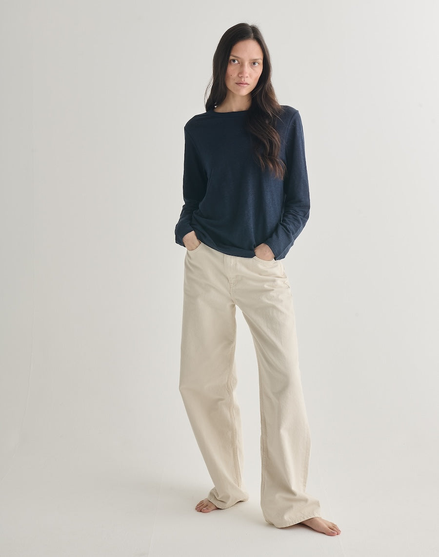 The LINEN 01 / the Long Sleeve - Navy