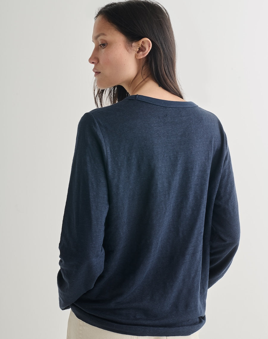 The LINEN 01 / the Long Sleeve - Navy