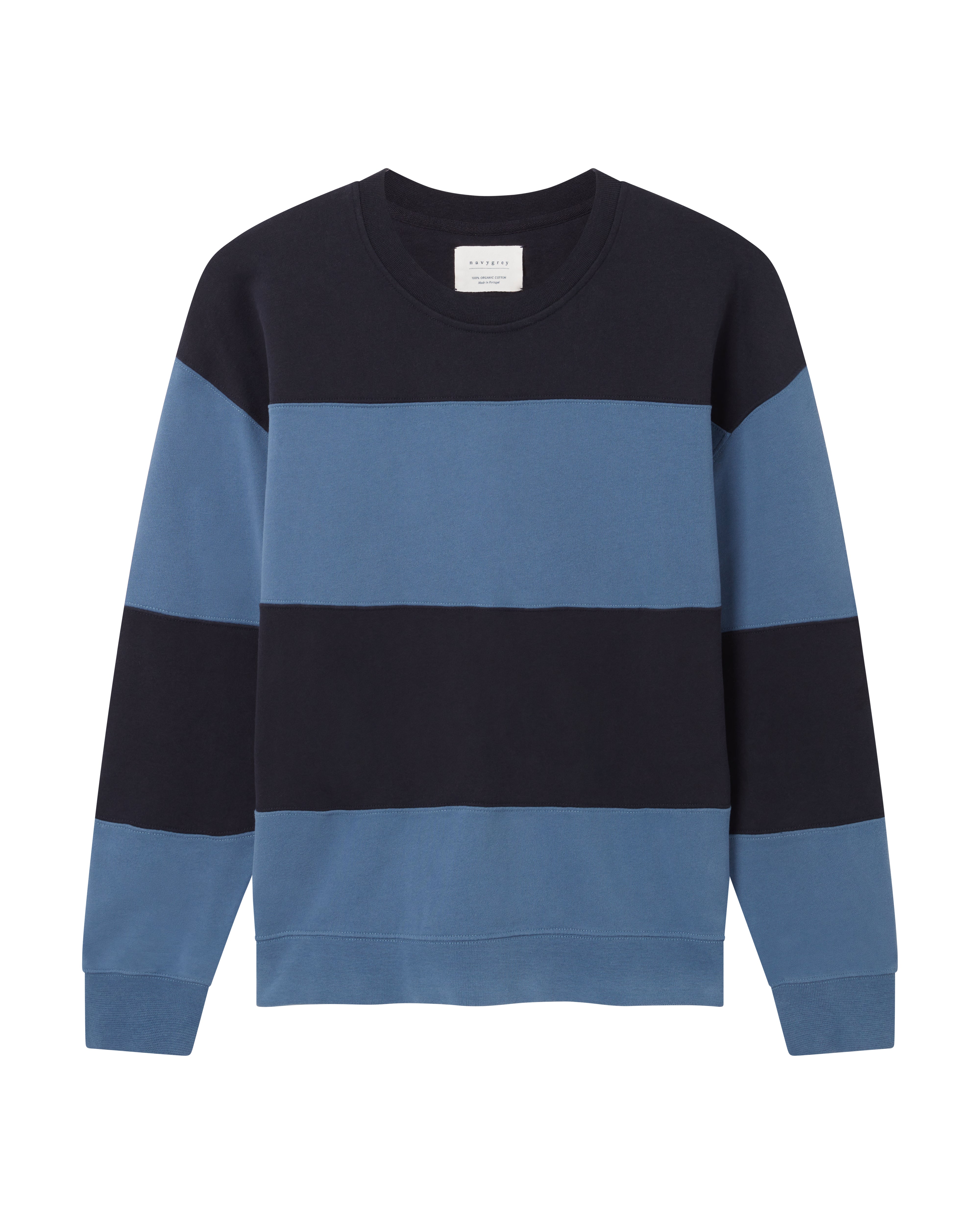 The LOOPBACK Cut & Stitch Sweat - Navy / Ocean Blue