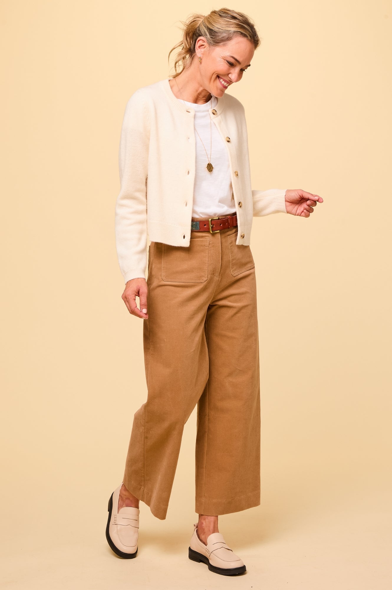 Kendal Cropped Stretch Corduroy Trouser - Camel