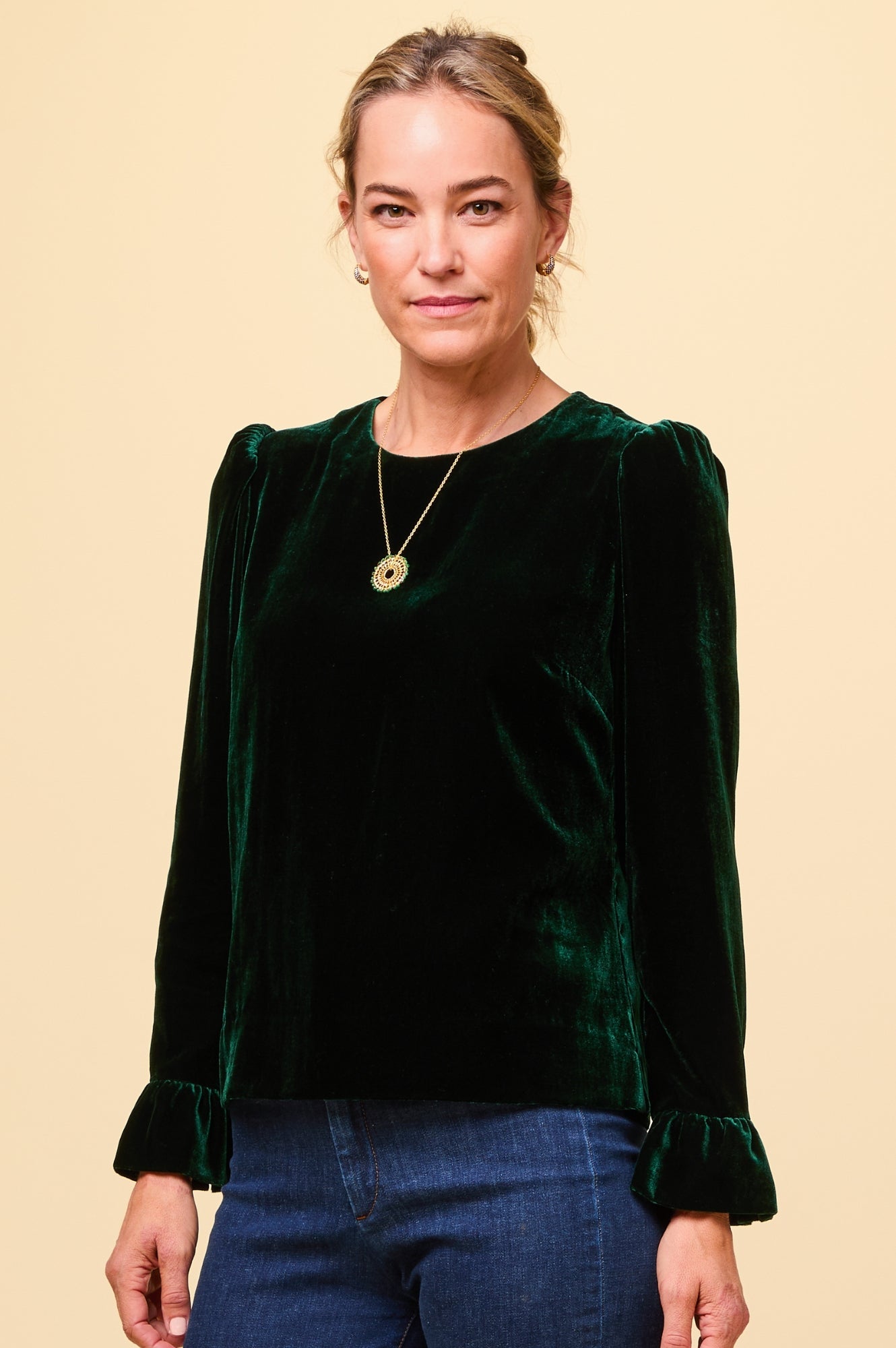 Victoria Velvet Top - Emerald