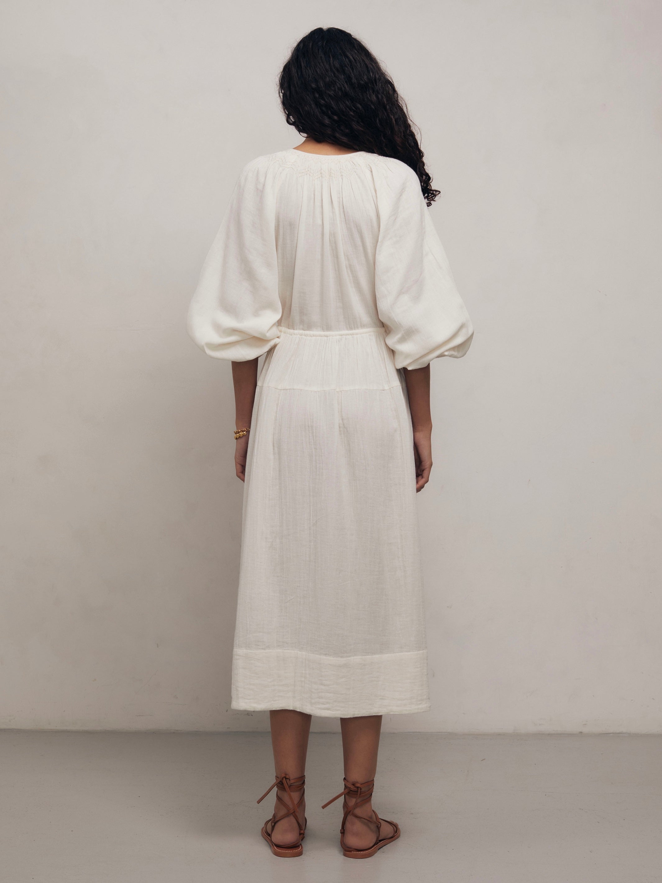 VICTORINE - Panna Cotton Gauze Dress