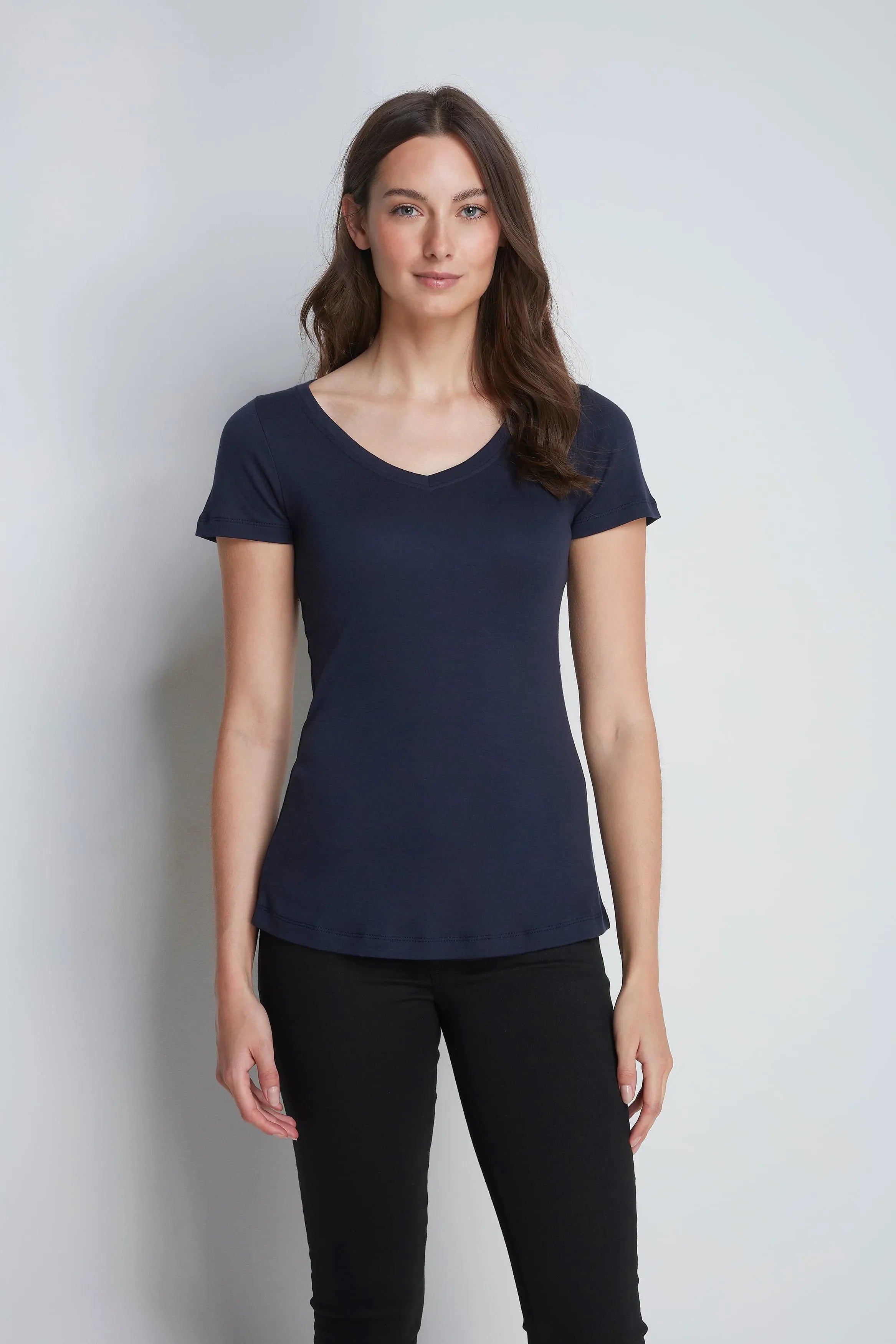 V Neck Cotton Modal Blend T-Shirt