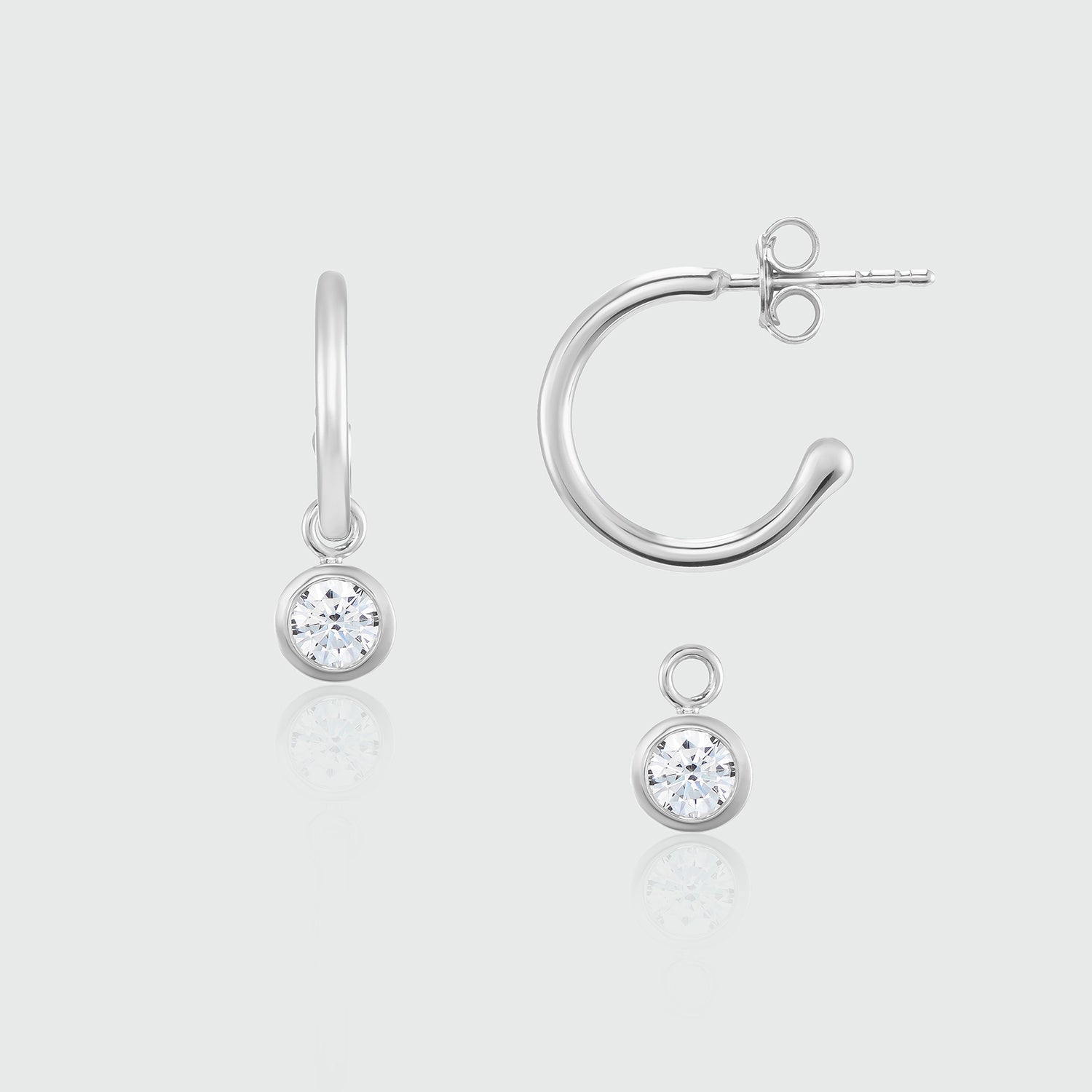 Manhattan Verona Silver Cubic Zirconia Interchangeable Drop Earrings
