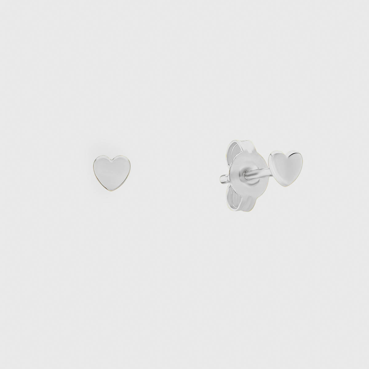 Verona Mini Sterling Silver Full Heart Stud Earrings
