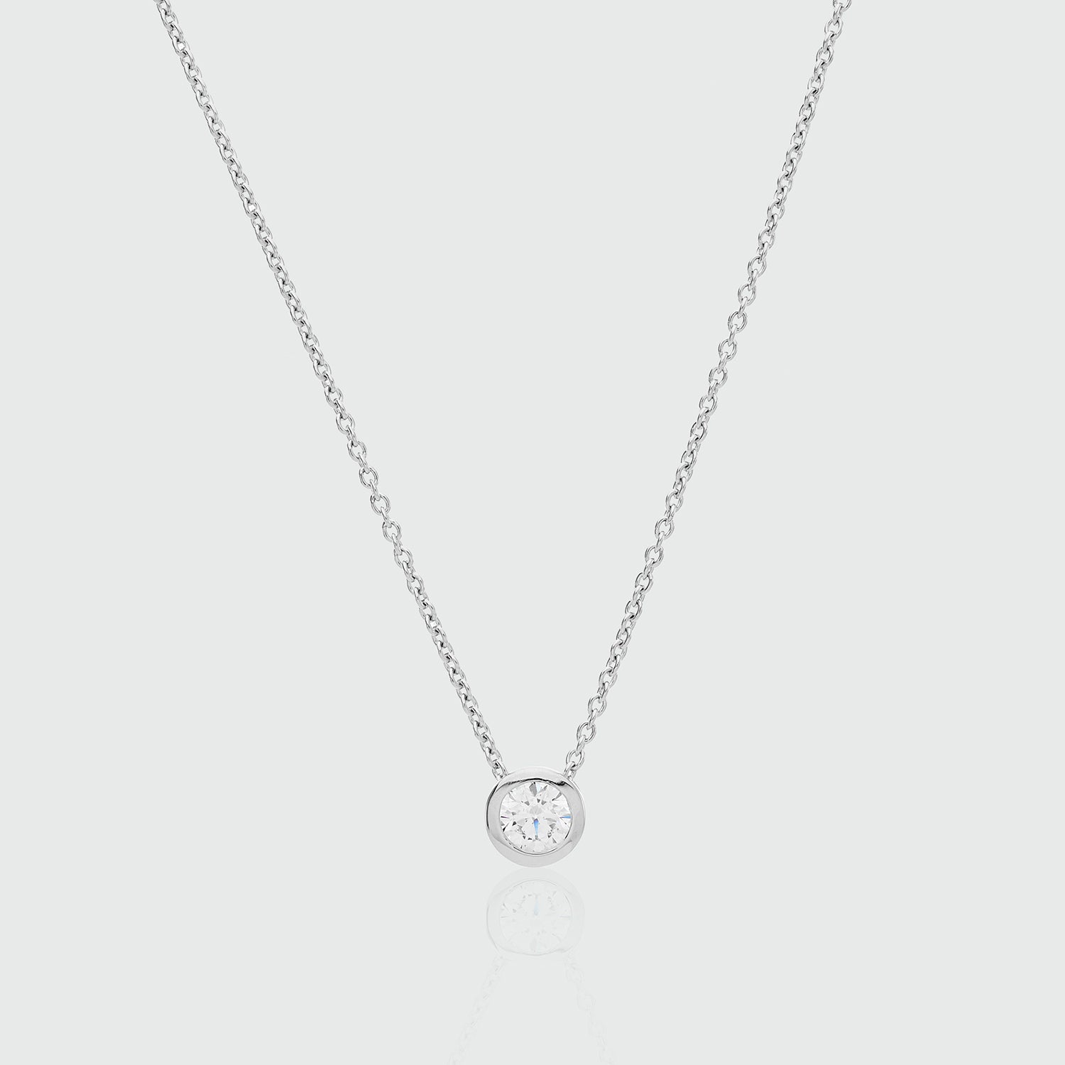 Verona Silver and Cubic Zirconia Solitaire Necklace