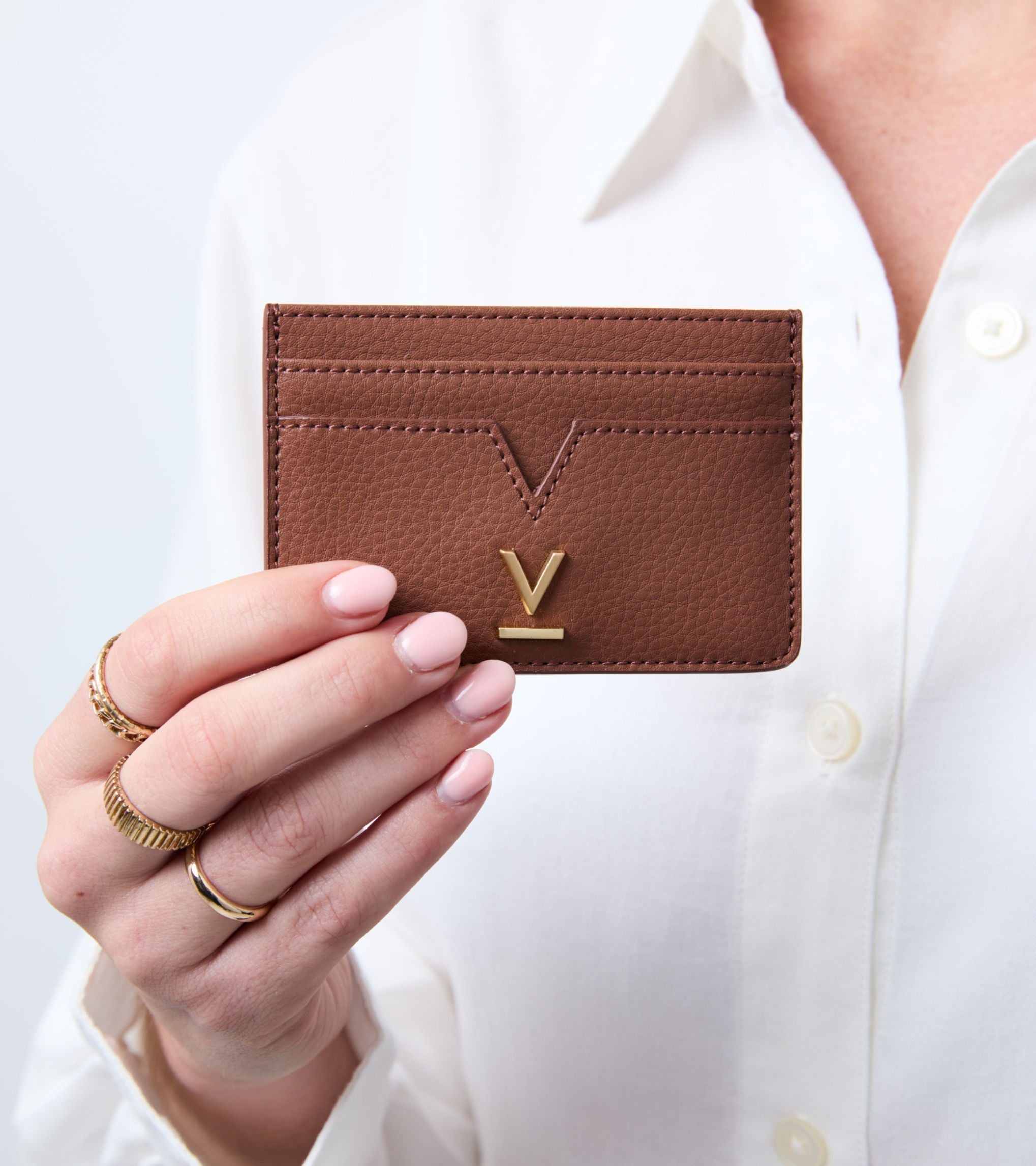Elia Vegan Bio-Based Bamboo Leather Card Holder in Brown