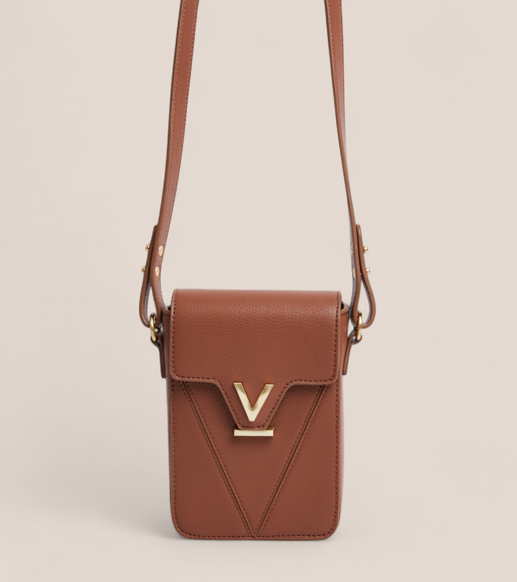 Luna Compact Vegan Bio-Based Bamboo Phone Bag in Brown