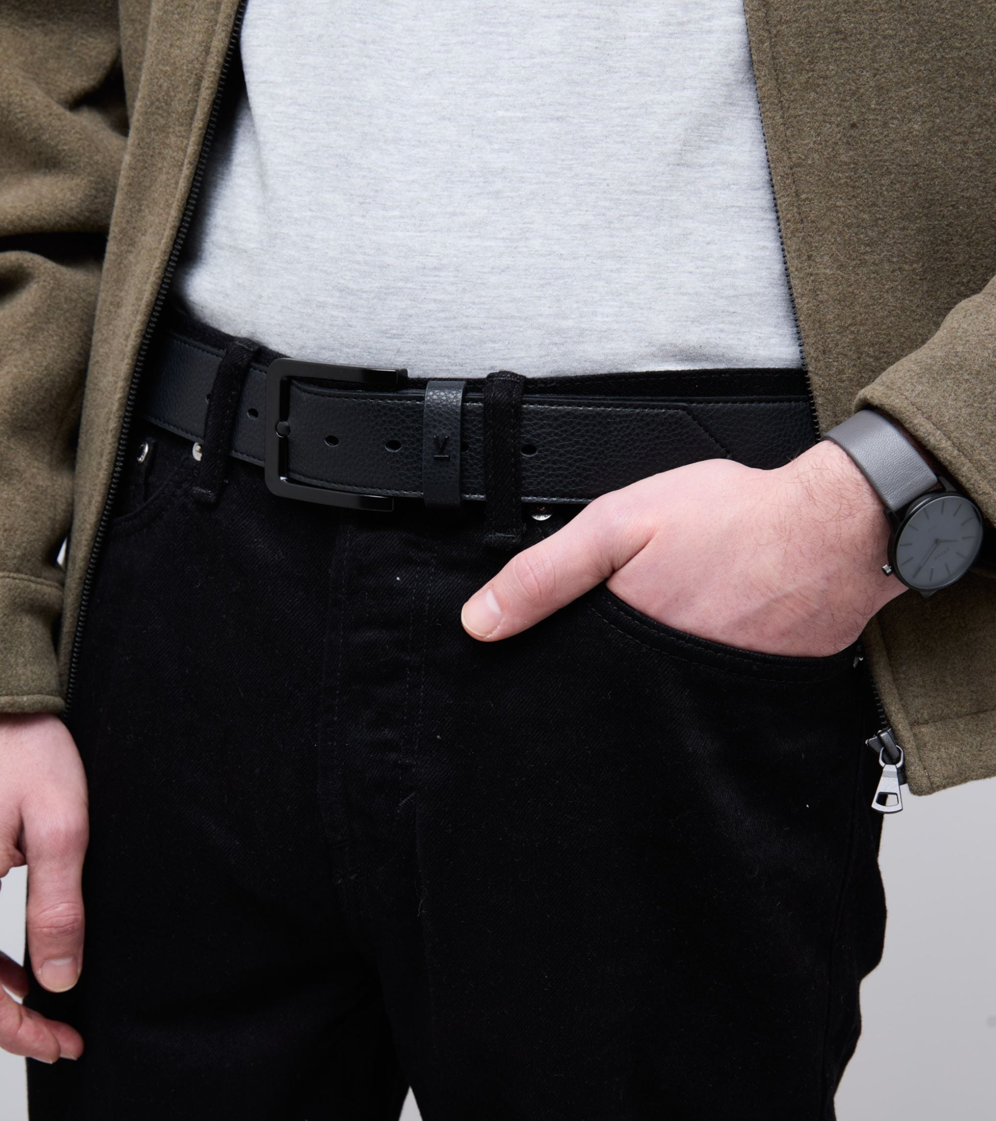 Marley Vegan Bio-Based Bamboo Classic Belt in Black