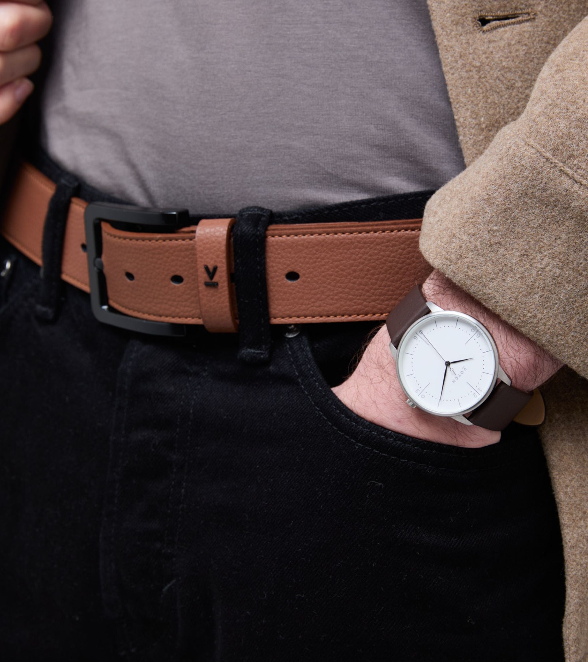 Marley Vegan Bio-Based Bamboo Classic Belt in Brown