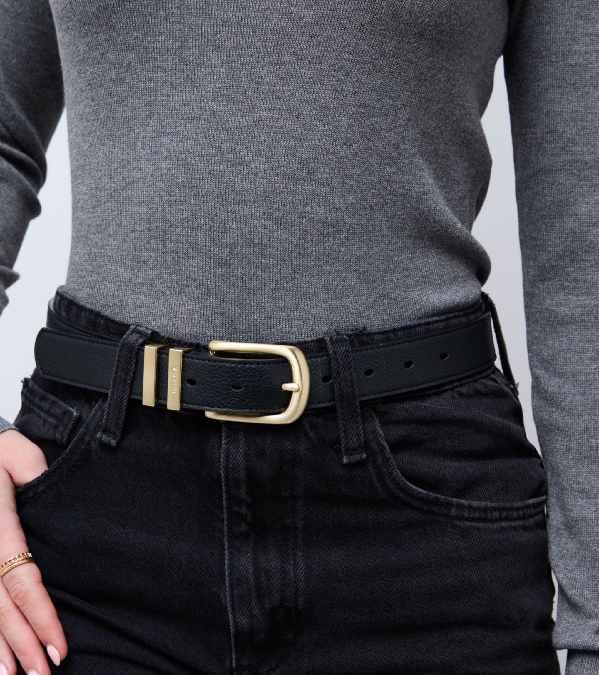 Olive Vegan Bio-Based Bamboo Classic Belt in Black