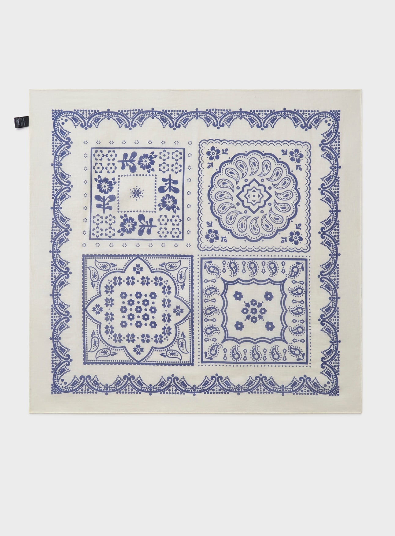 Cotton & Cashmere White Como Print Neem Bandana