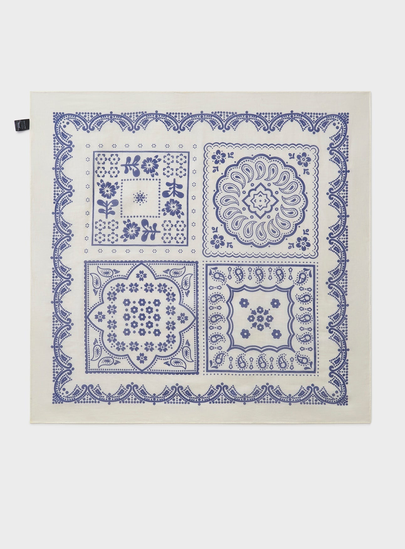 Cotton & Cashmere White Como Print Neem Bandana