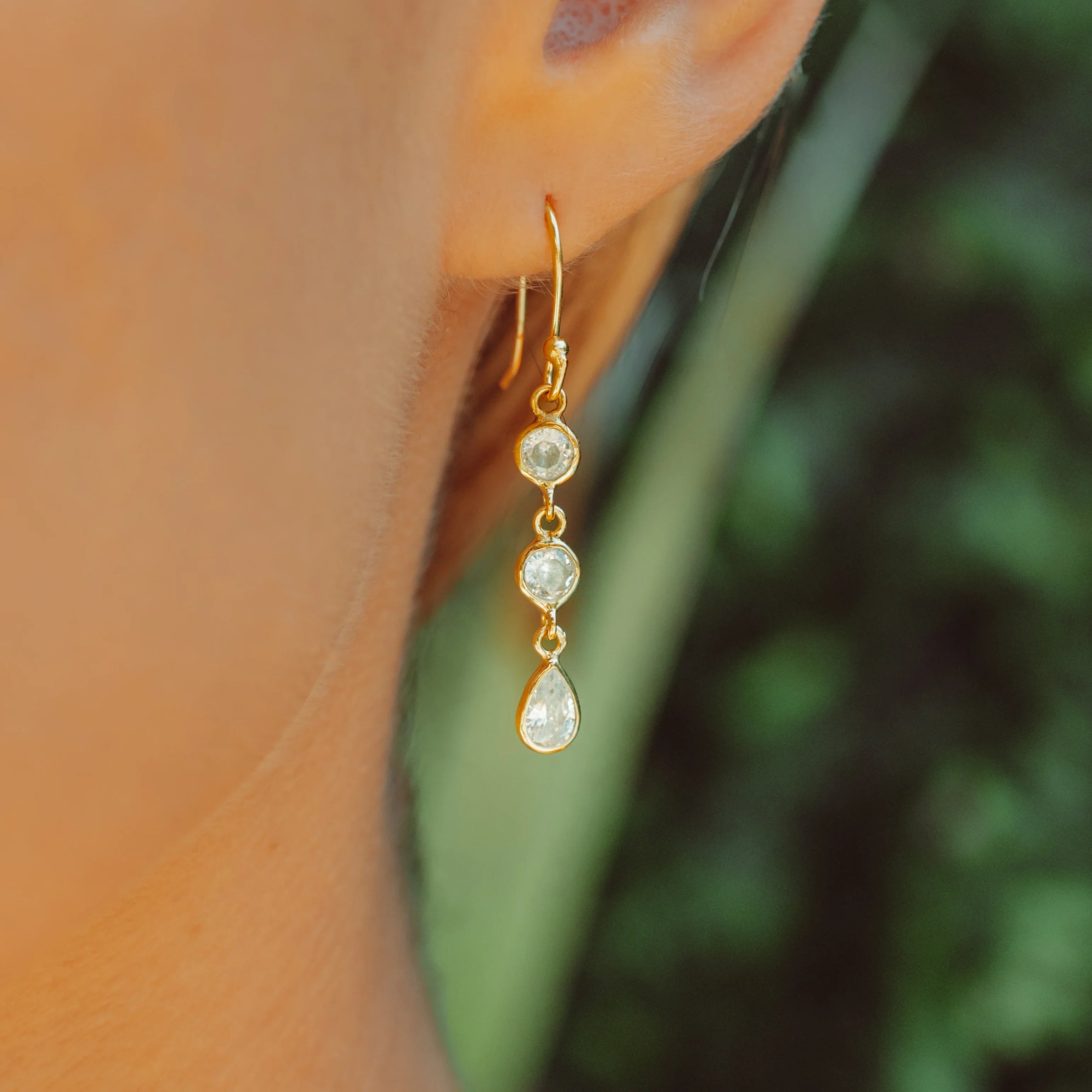 Triple Drop in Gold and Zirconia