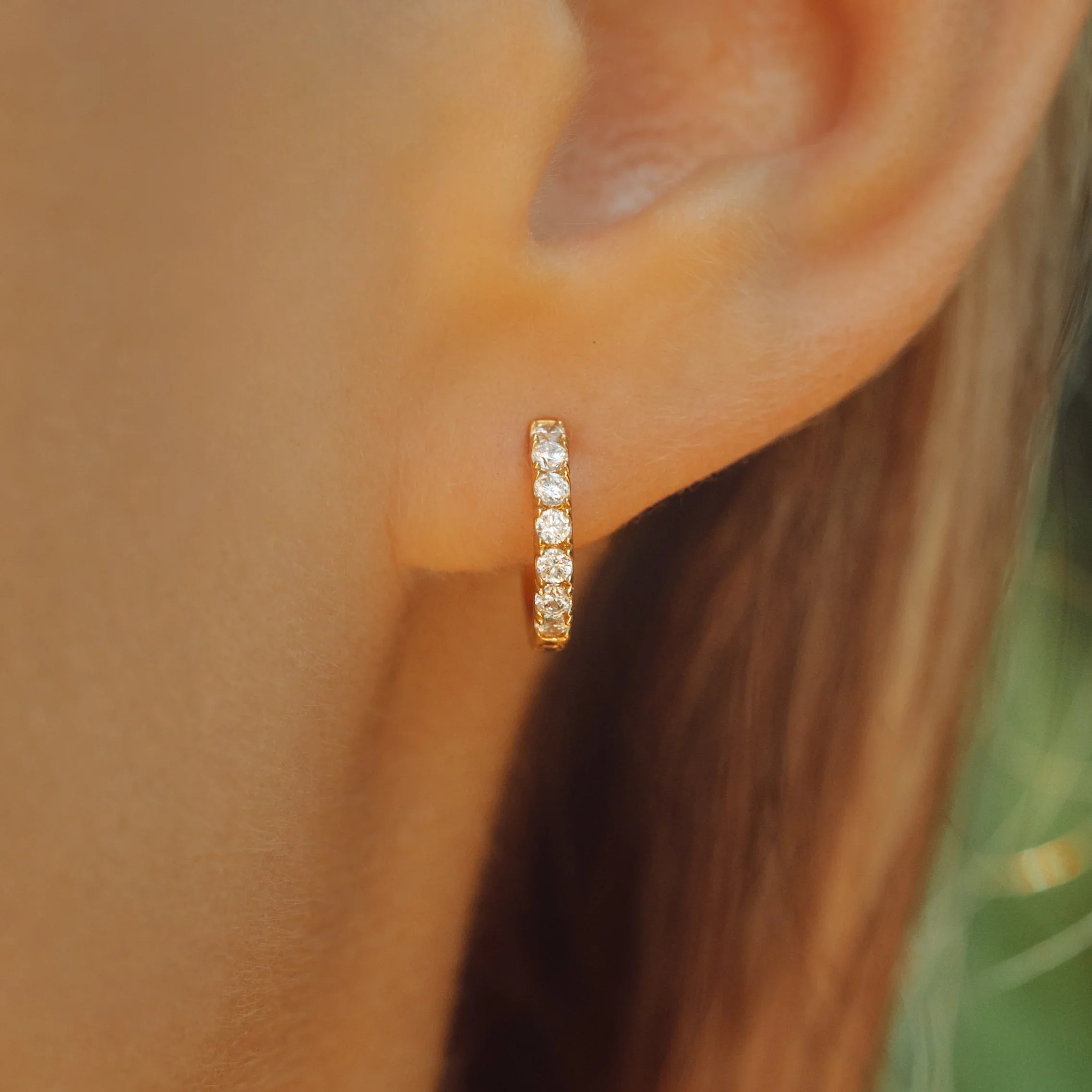 Crystal Charm Hoop in Gold