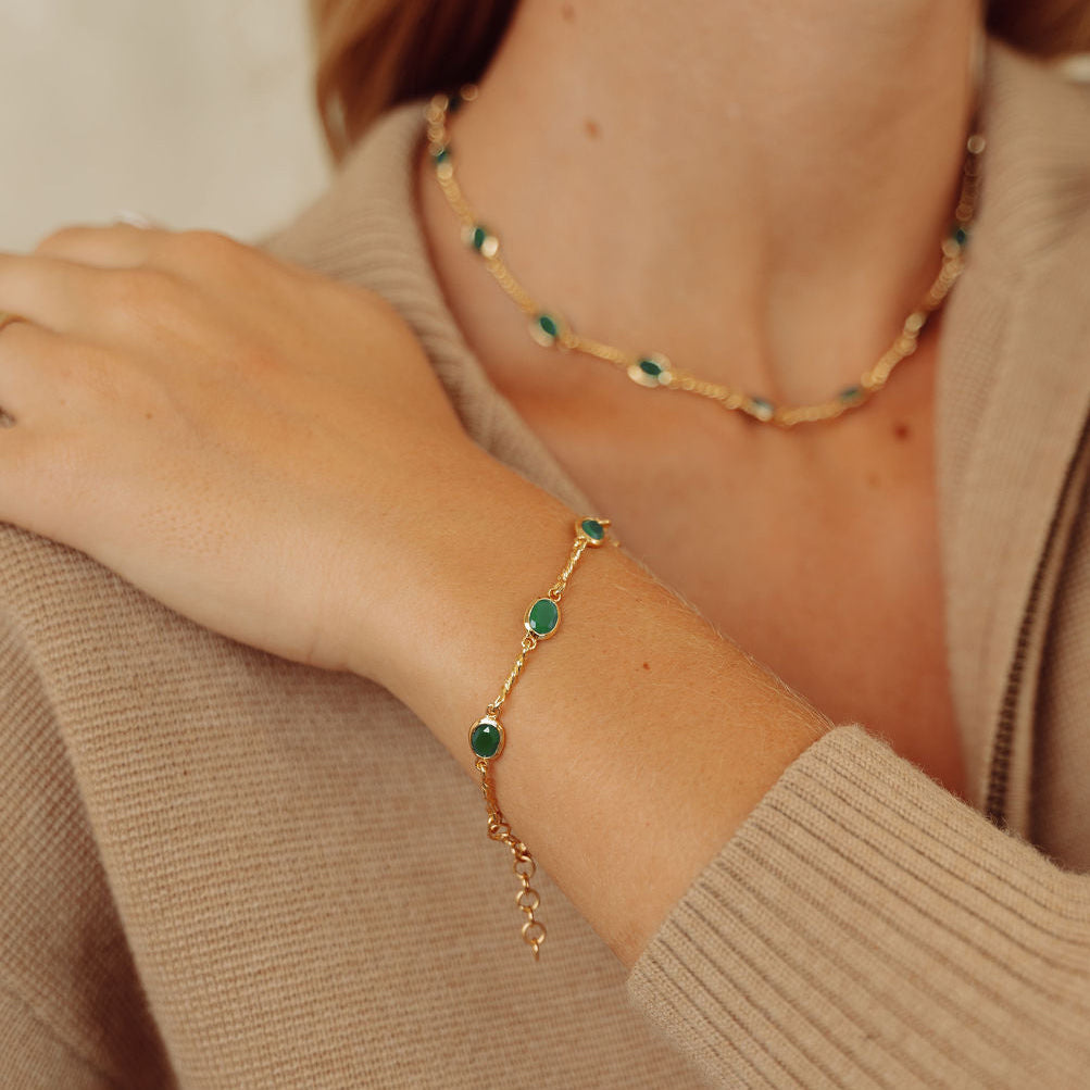 Marilyn's Muse Bracelet in Gold With Green Onyx