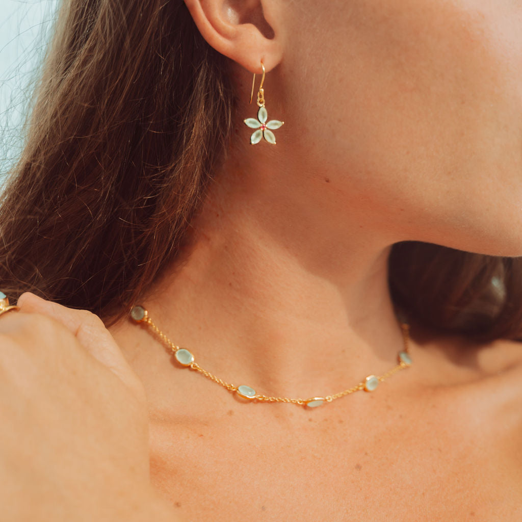 Marilyn Necklace in Gold with Aqua Chalcedony