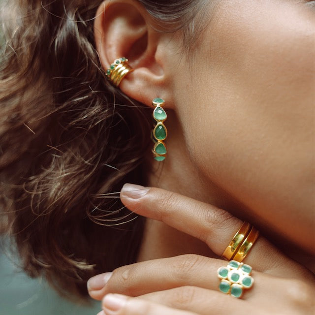 The Anna Hoops in Green Onyx