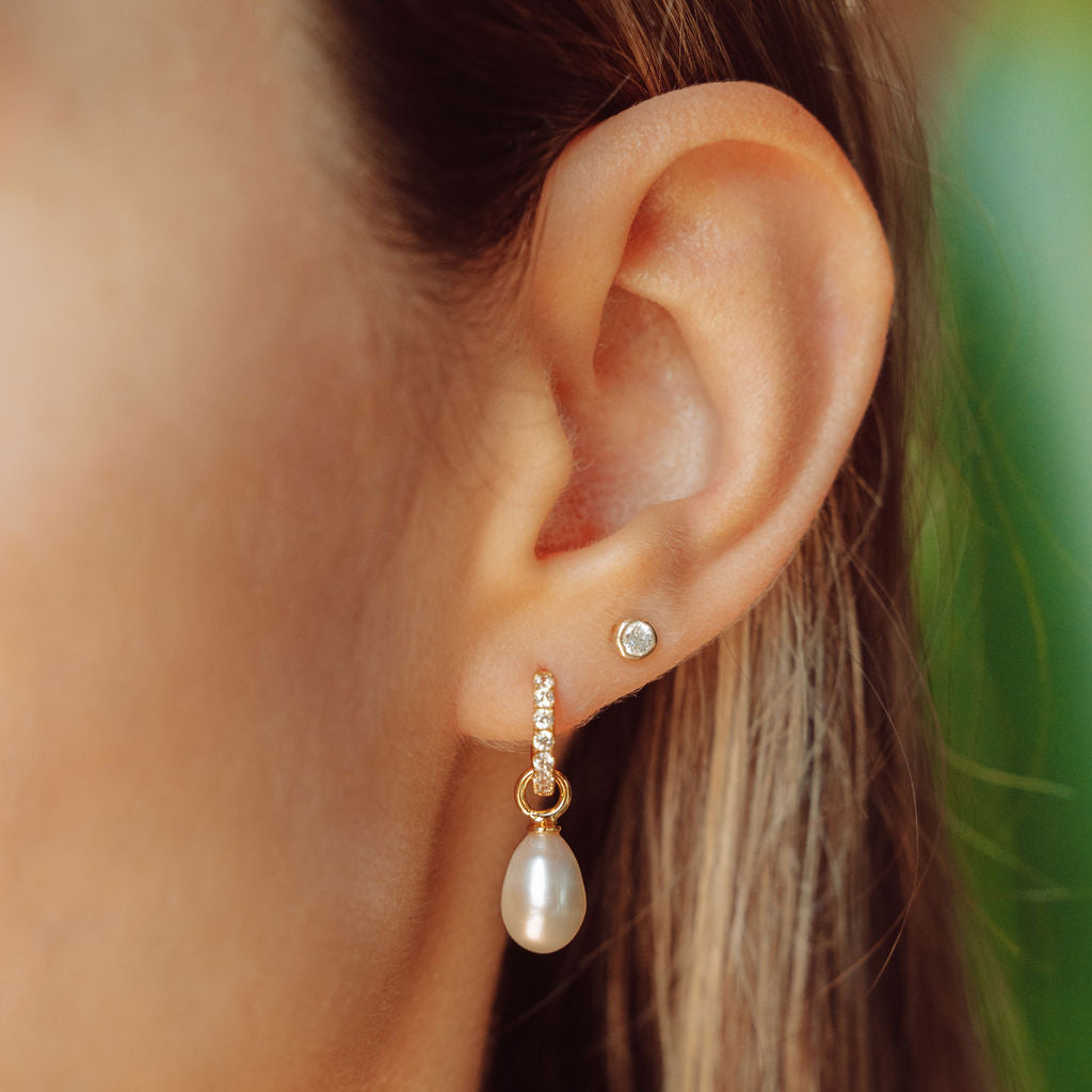 Crystal Charm Hoop in Gold