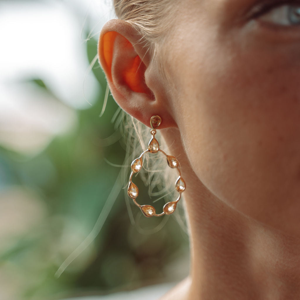 Tikka in Gold with pear shaped citrine droplets