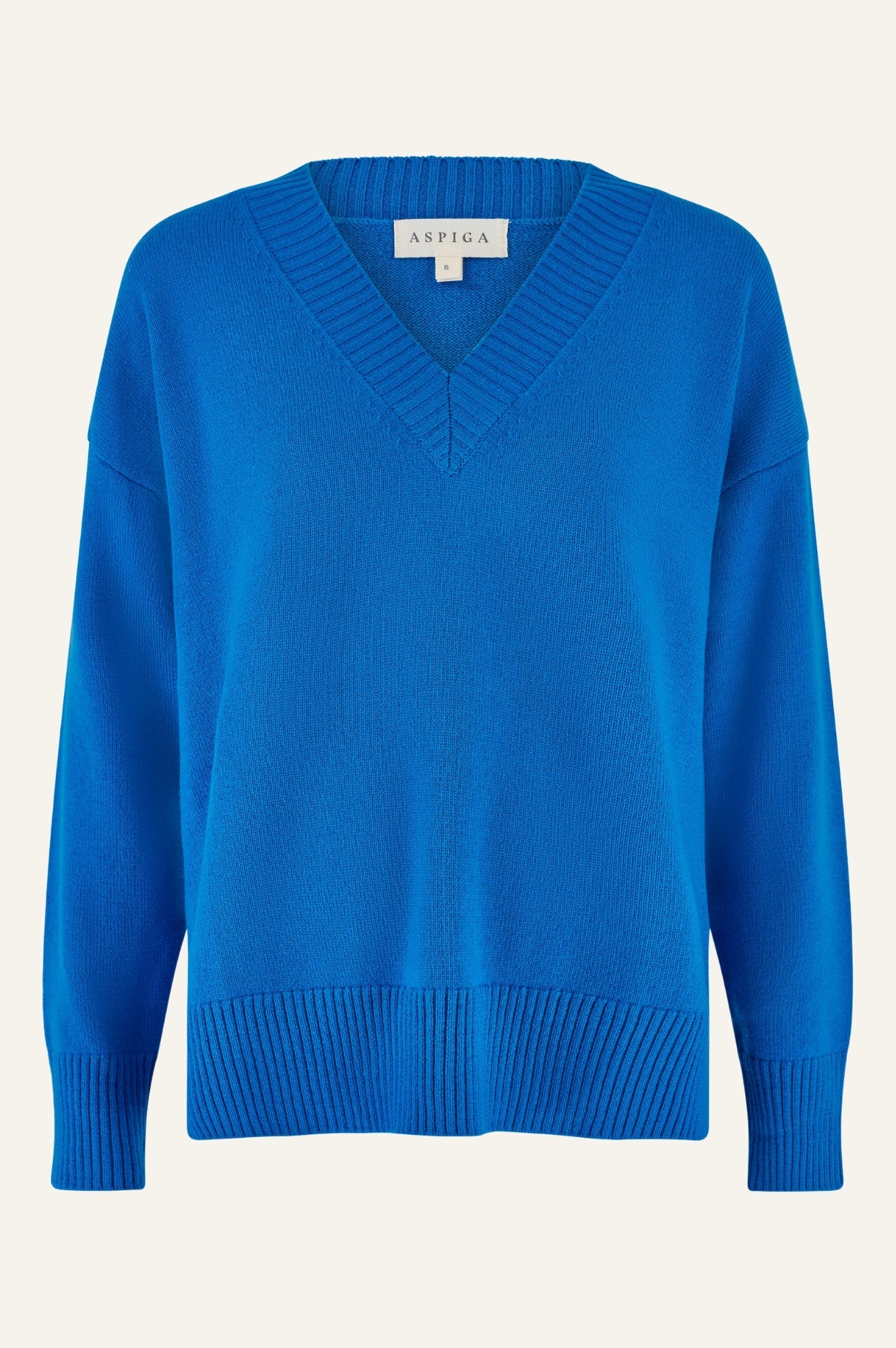 Merino Wool Relaxed V Neck Jumper - Blue