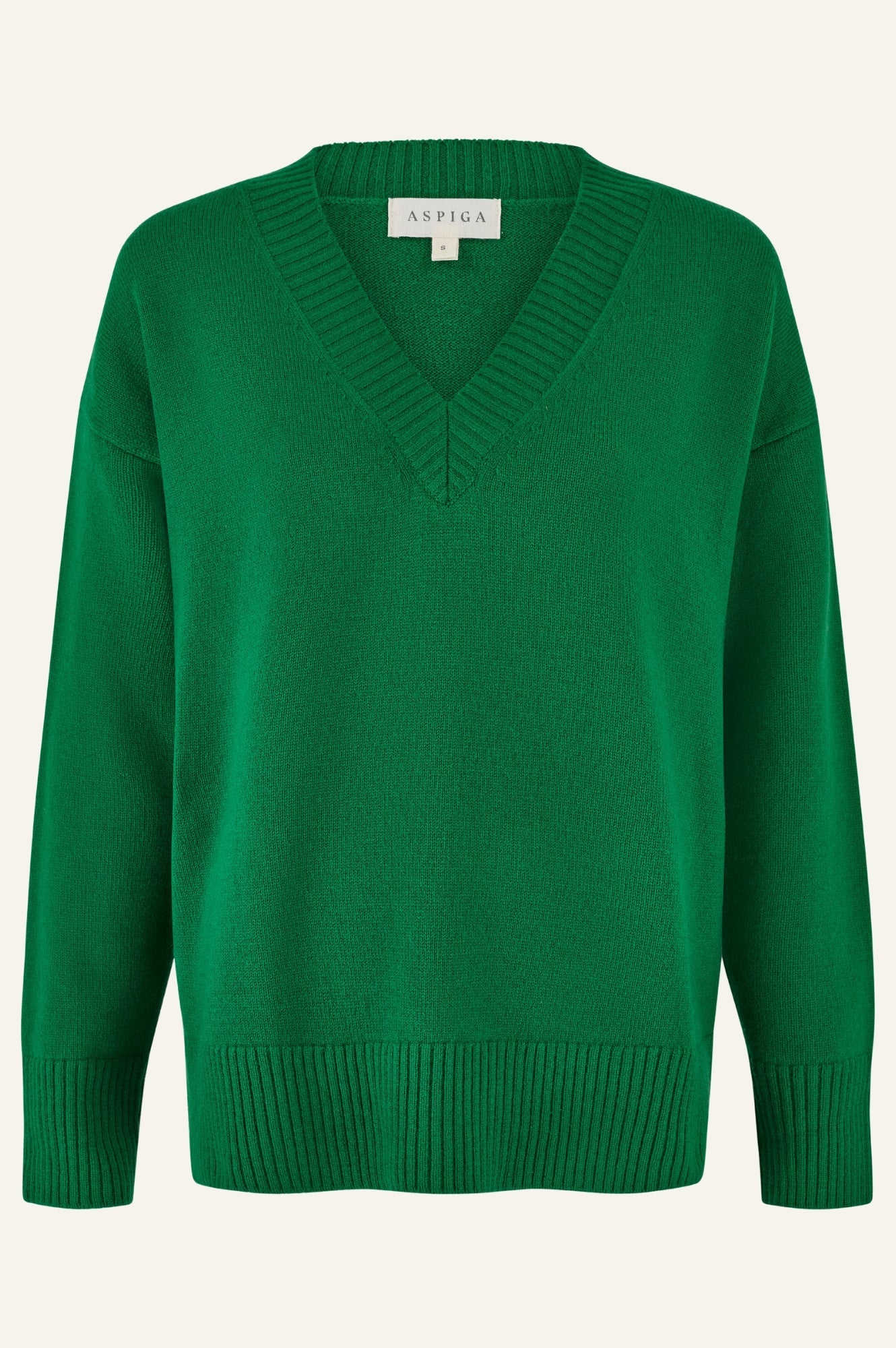 Merino Wool Relaxed V Neck Jumper - Fern