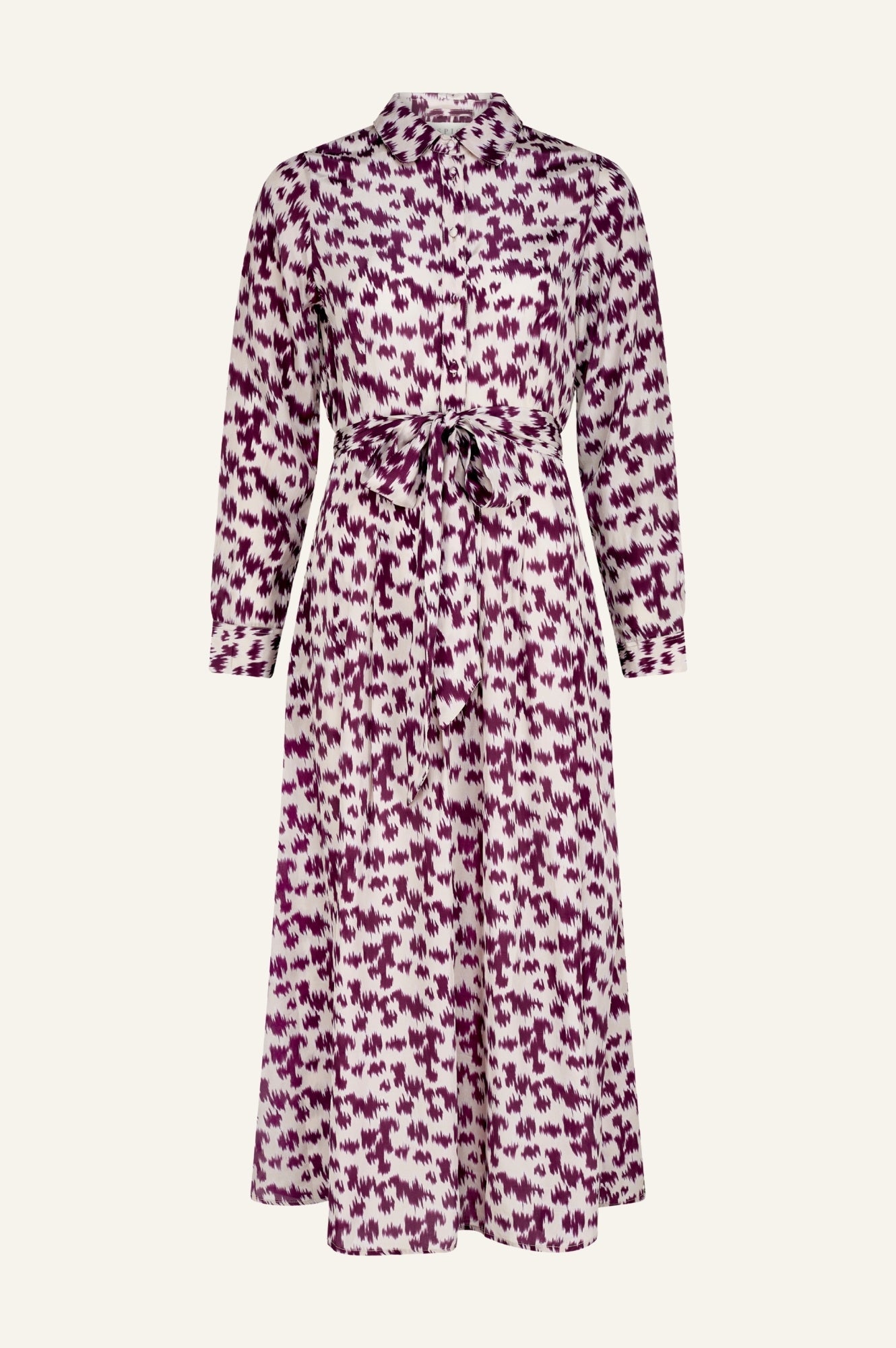 Minette Viscose Crepe Printed Shirt Dress | Animal Ikat Fig