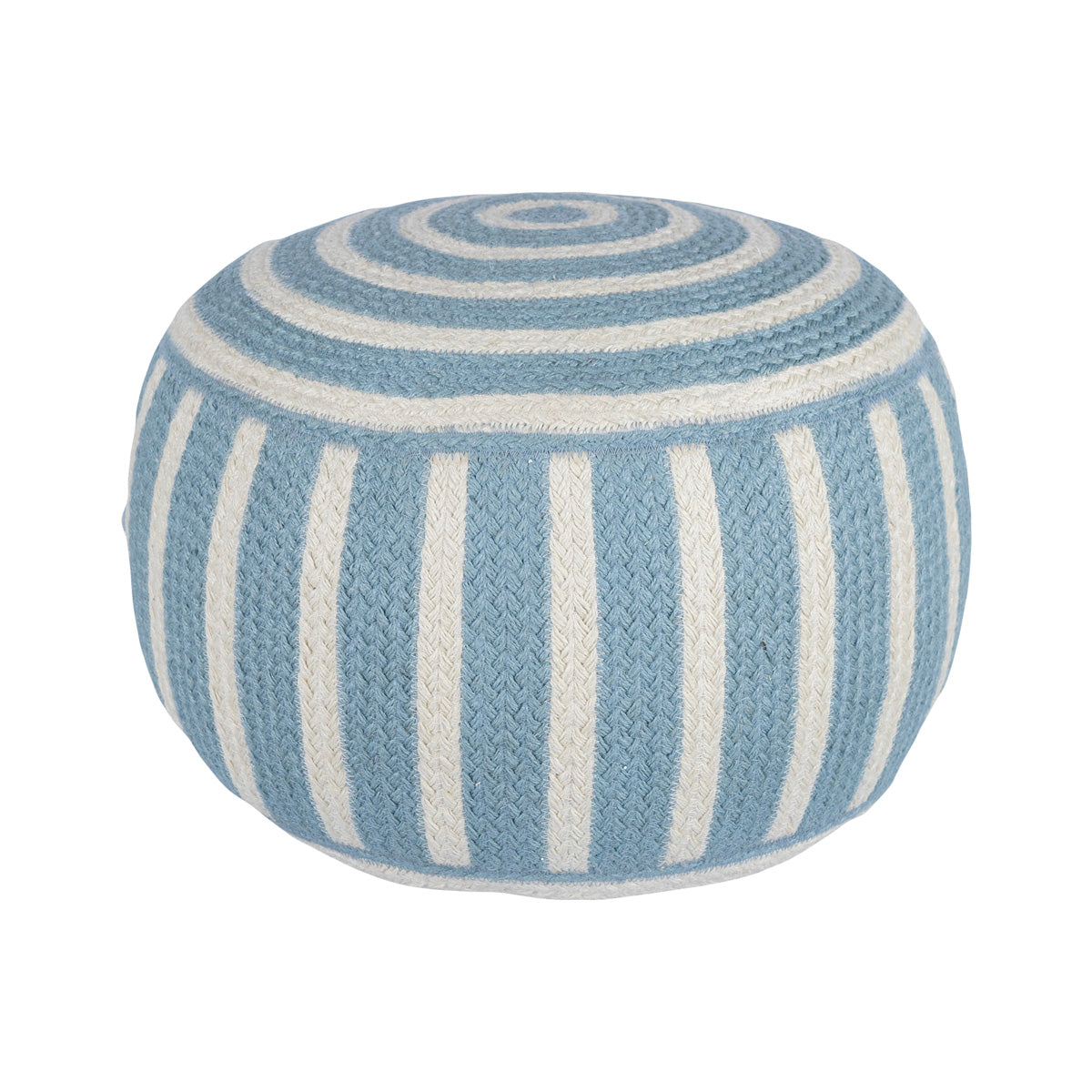 Light Blue Jute Pouffe Small