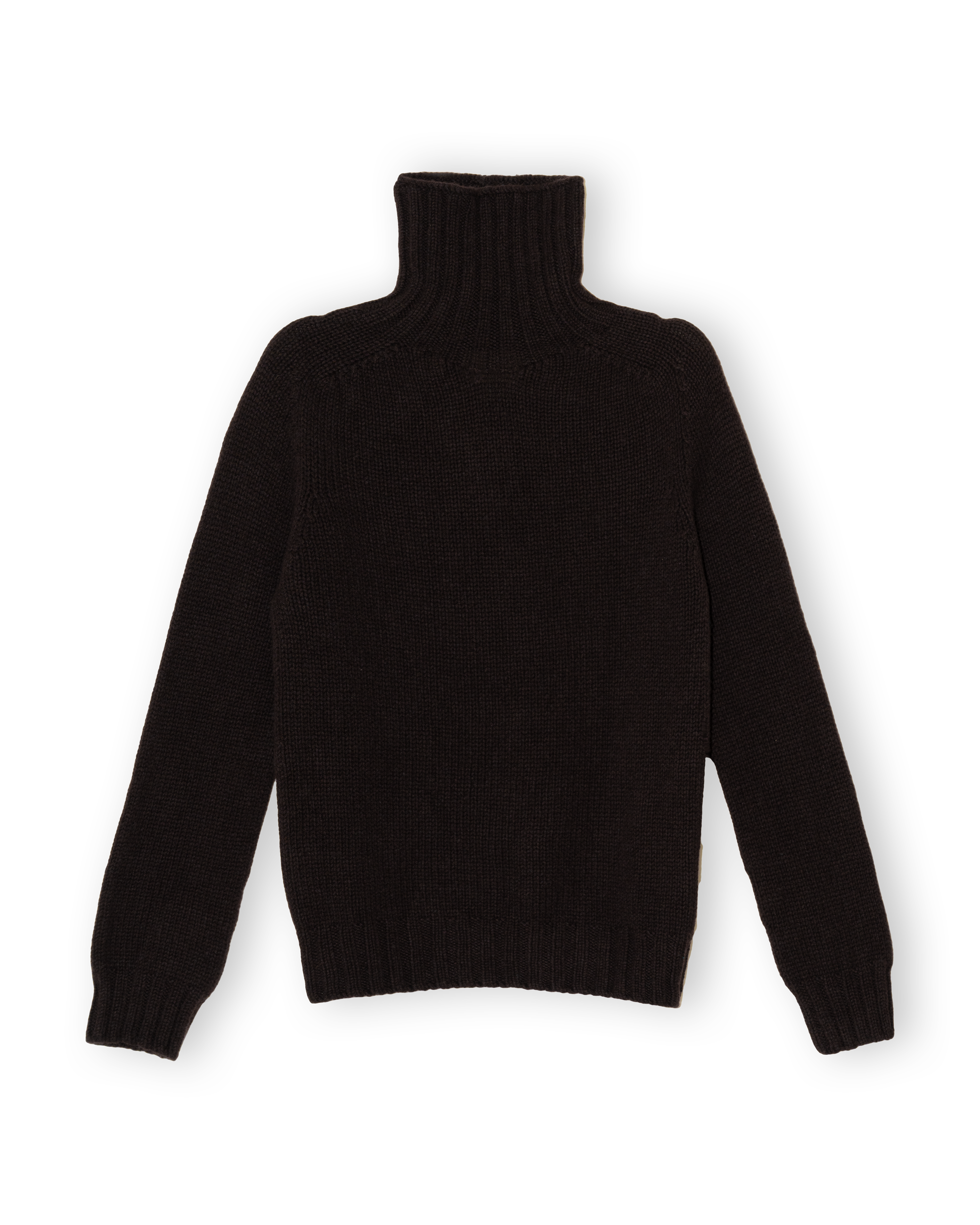 Chunky Merino Lambswool Roll Neck - Dark Brown
