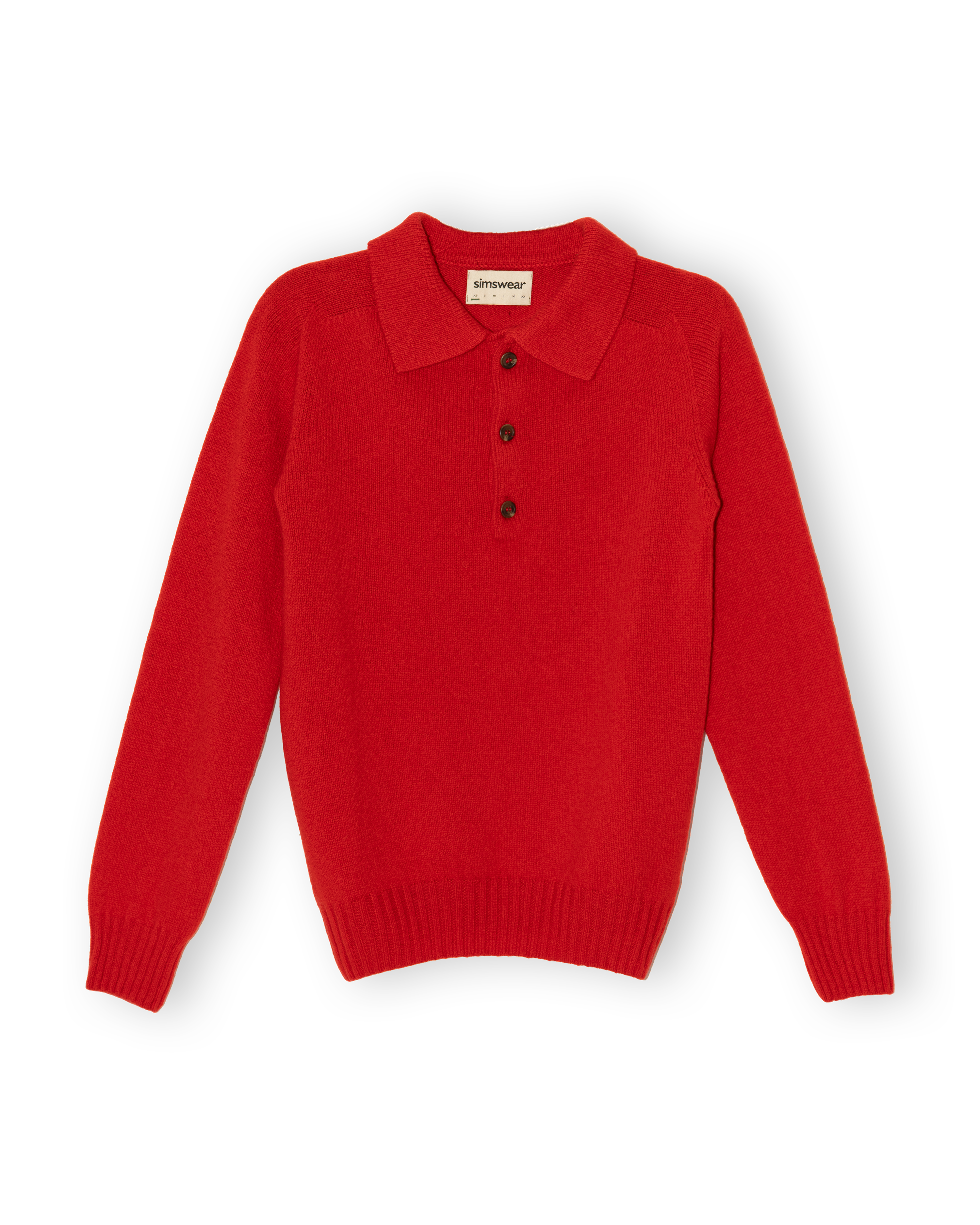 Merino Lambswool Rugby Jumper - Poppy Red (Knitted-to-Order)