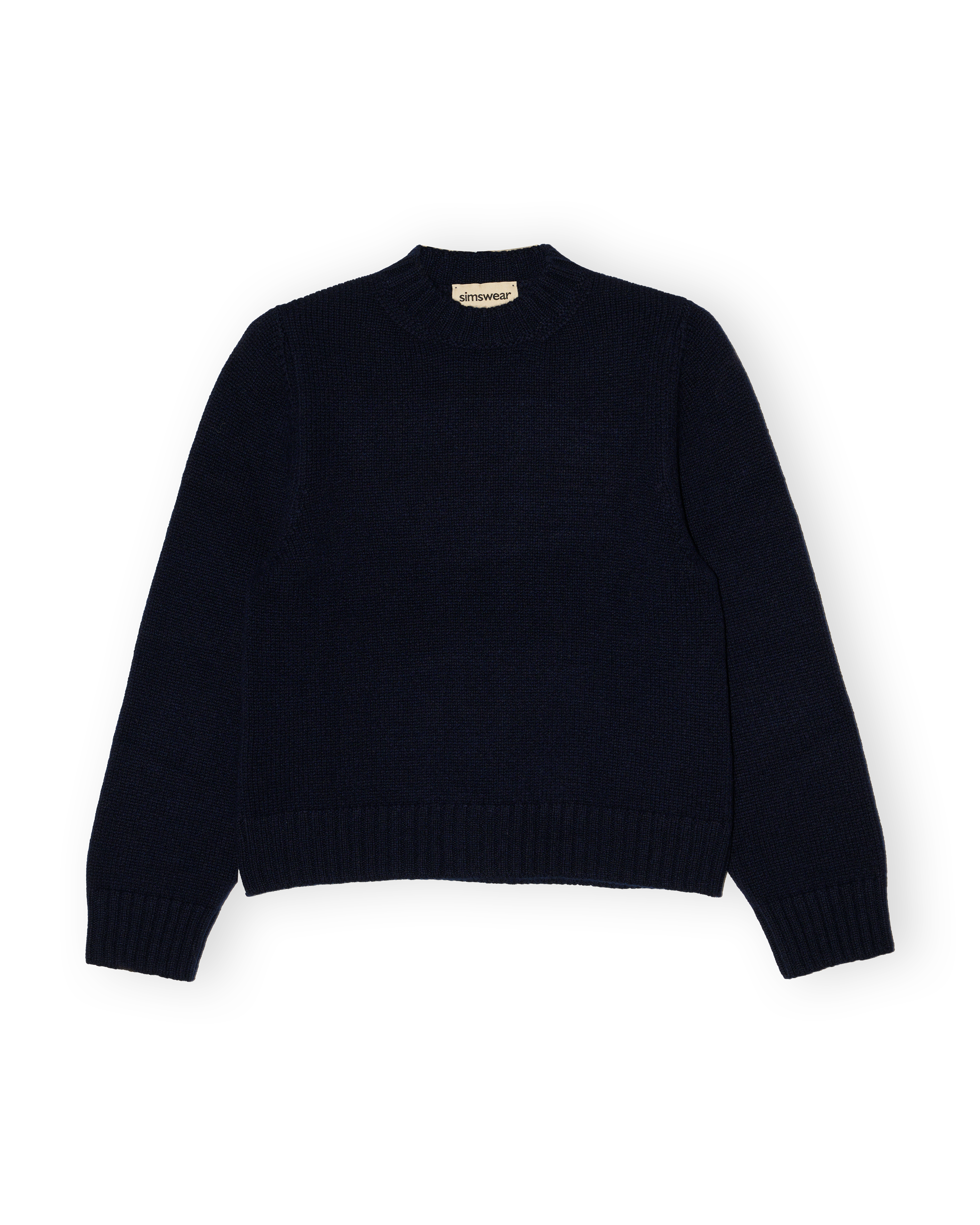 Merino Lambswool Jumper - Navy Blue (Knitted-to-Order)
