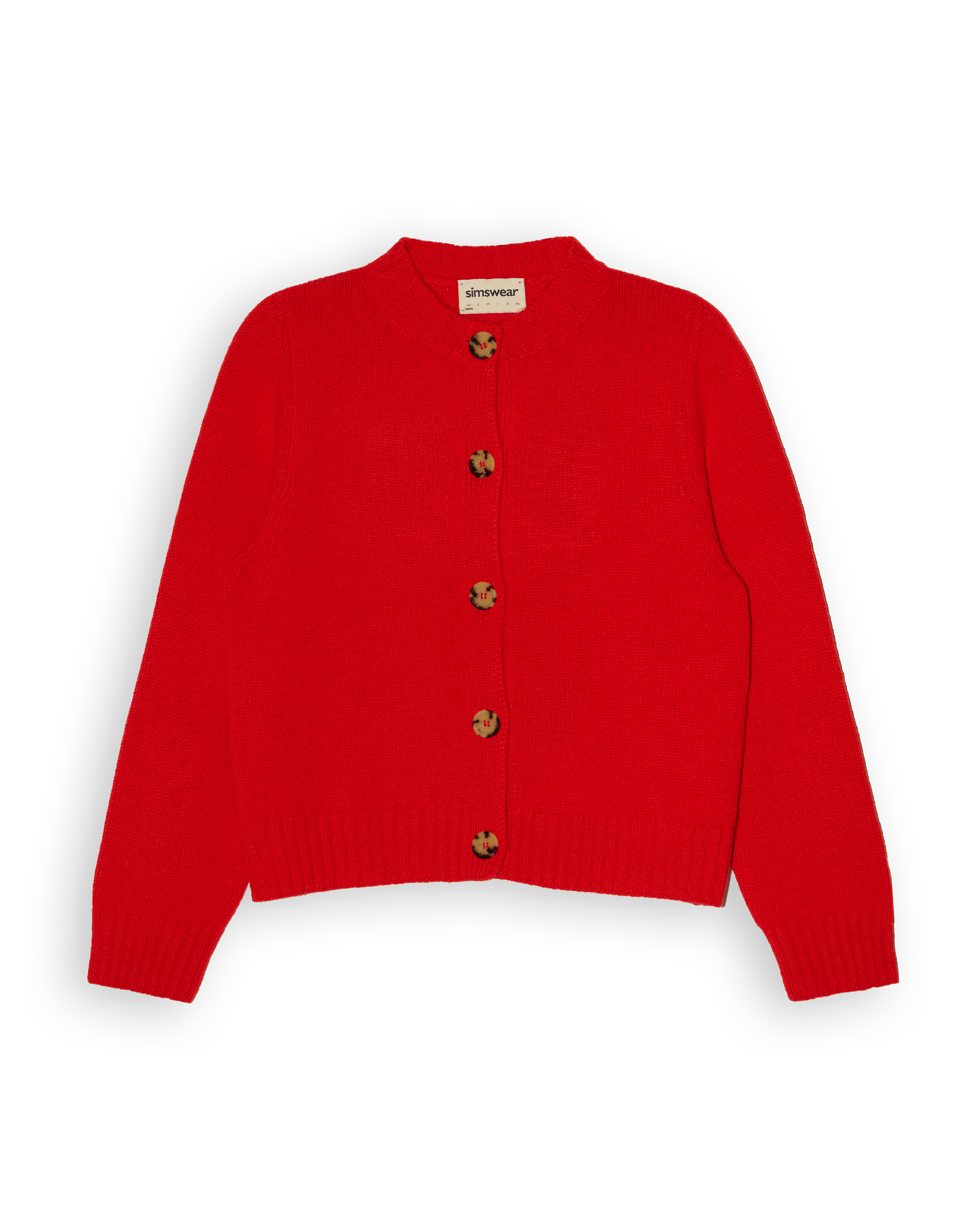 Merino Lambswool Cardigan - Poppy Red (Knitted-to-Order)