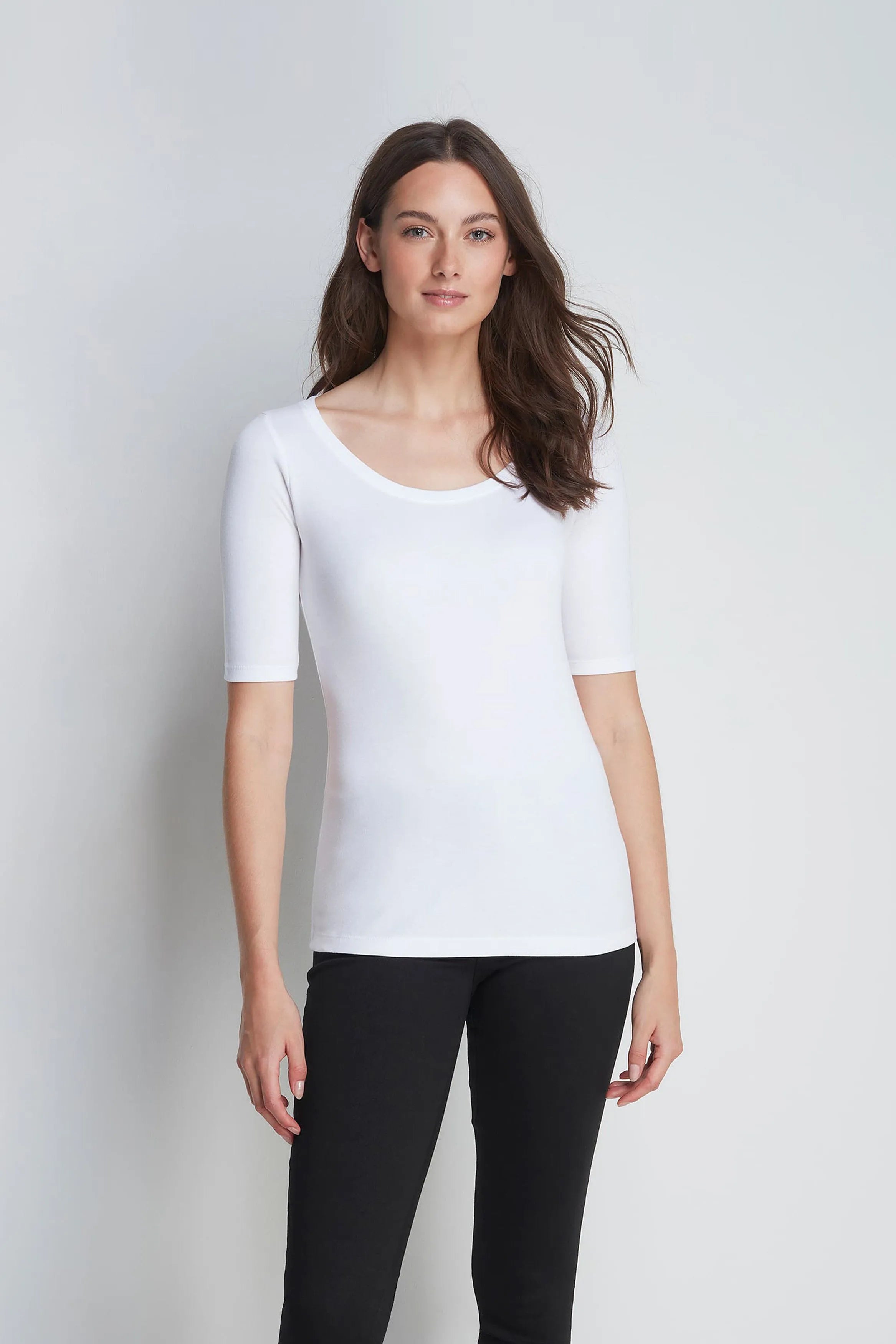 Half Sleeve Scoop Neck Cotton Modal Blend T-Shirt