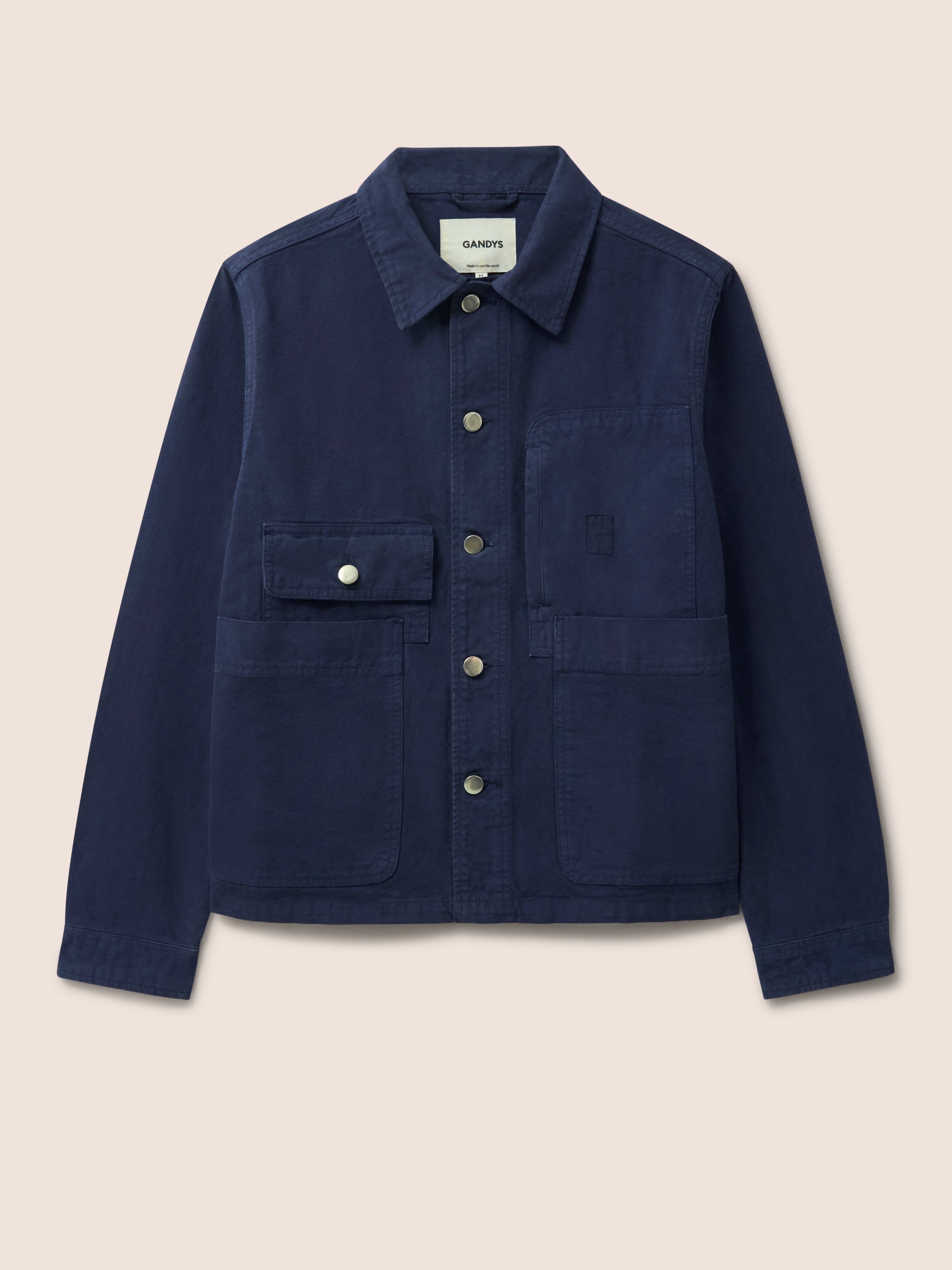 Albi Cotton Pocket Chore Jacket in Navy