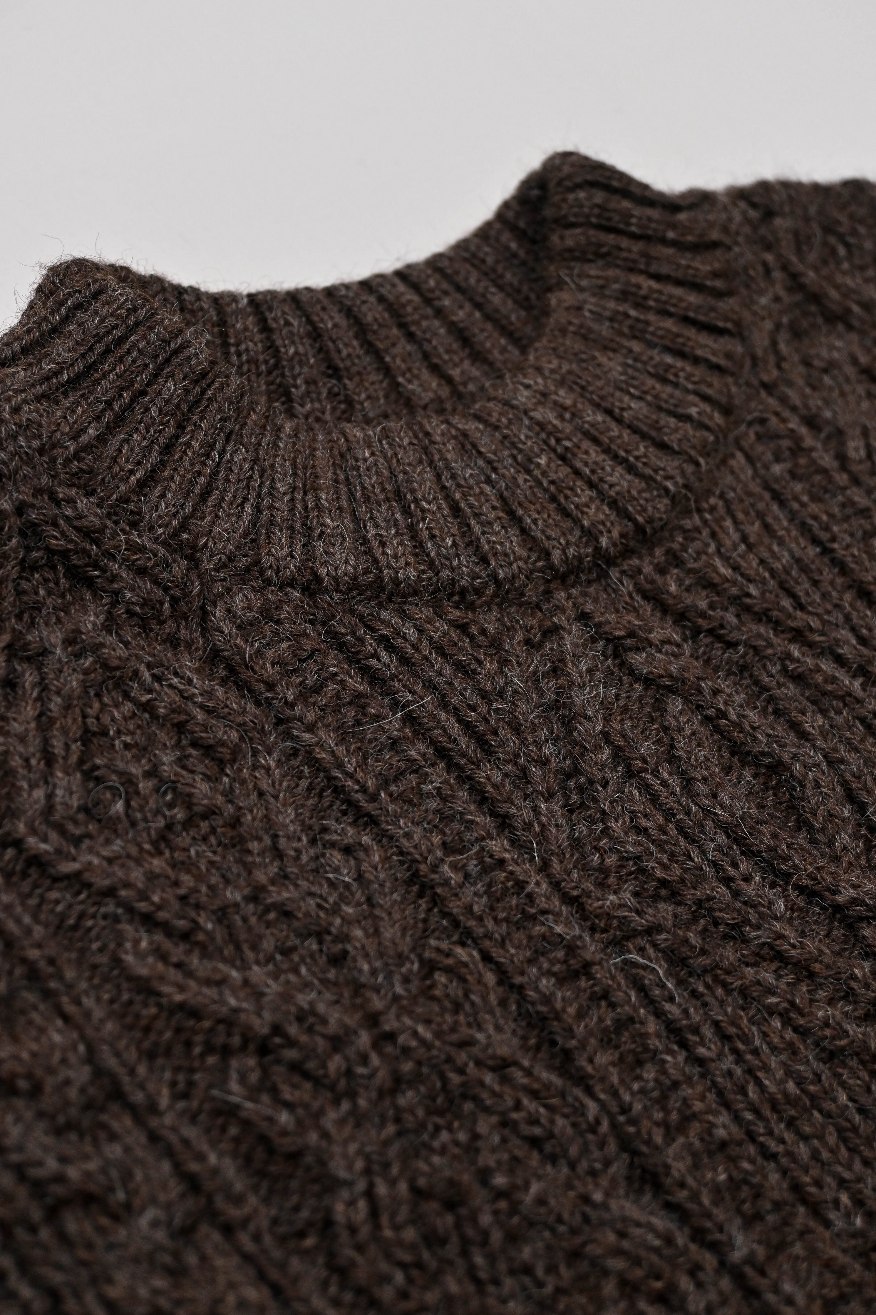 The Freyja British Wool Cable Sweater in Peat
